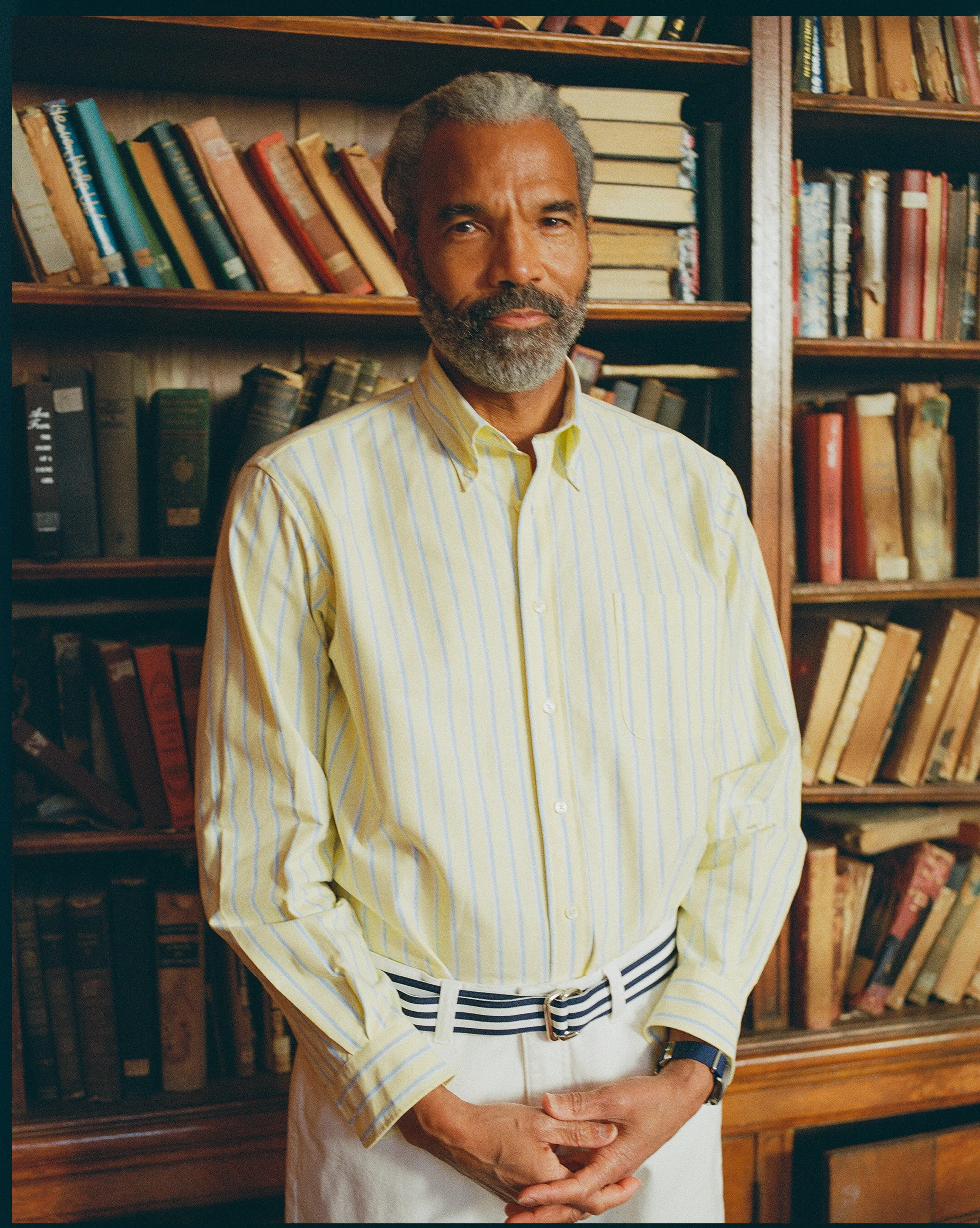 Made-in-USA Yellow, Blue & White Stripe Oxford Cloth Sport Shirt - Classic Fit sold by J. Press product image thumbnail 4