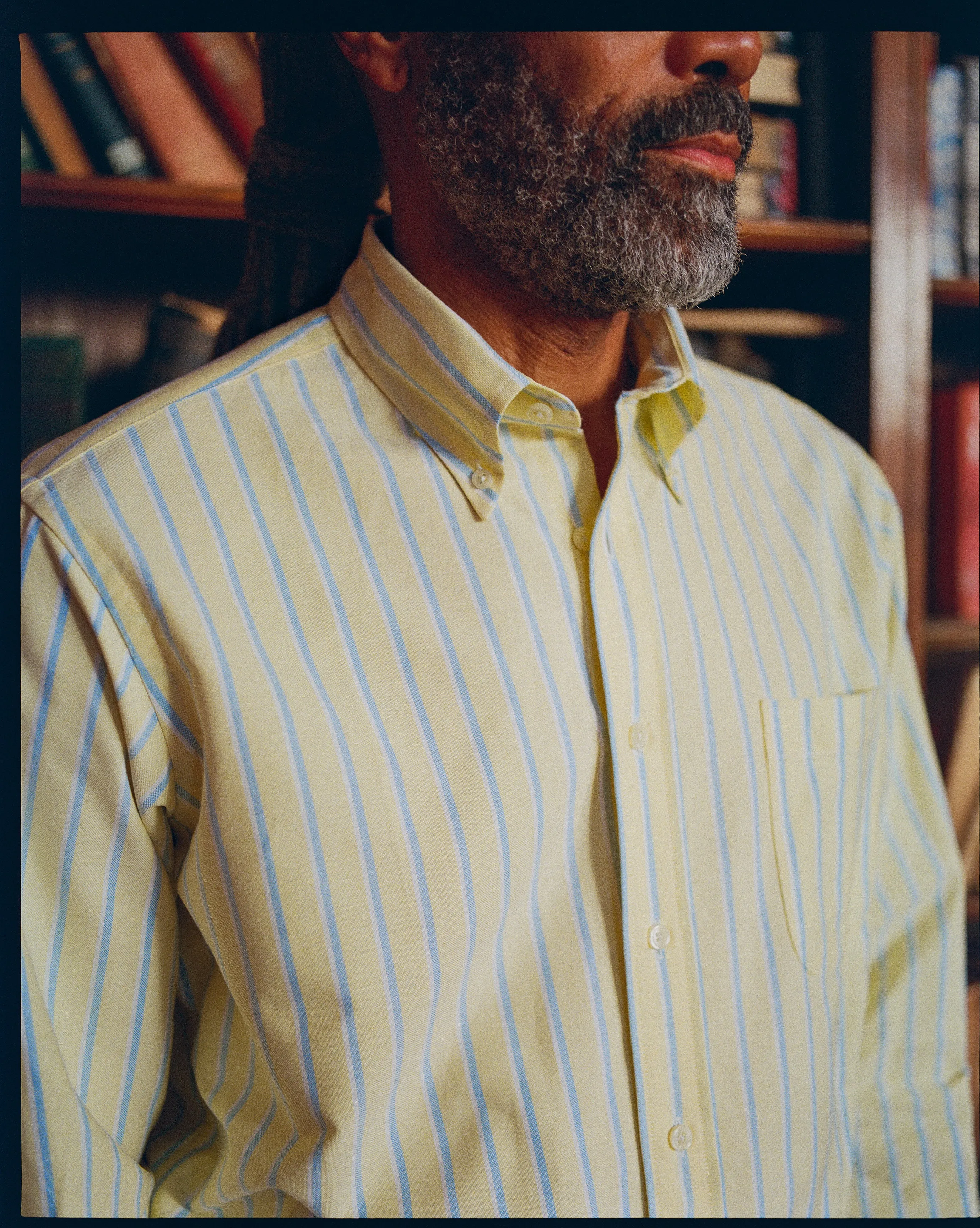 Made-in-USA Yellow, Blue & White Stripe Oxford Cloth Sport Shirt - Classic Fit sold by J. Press product image thumbnail 5