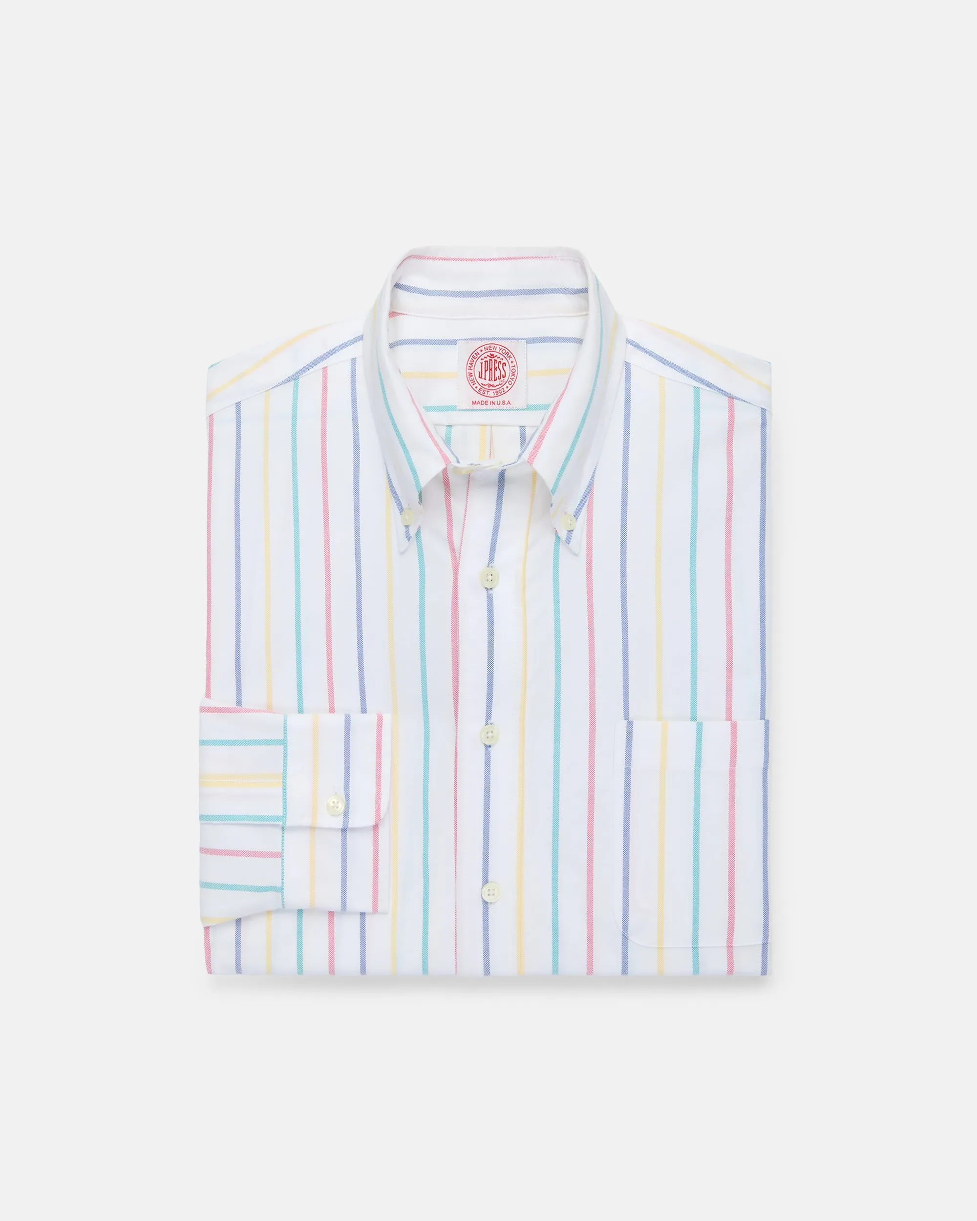 Made-in-USA Awning Stripe Oxford Cloth Sport Shirt - Classic Fit sold by J. Press
