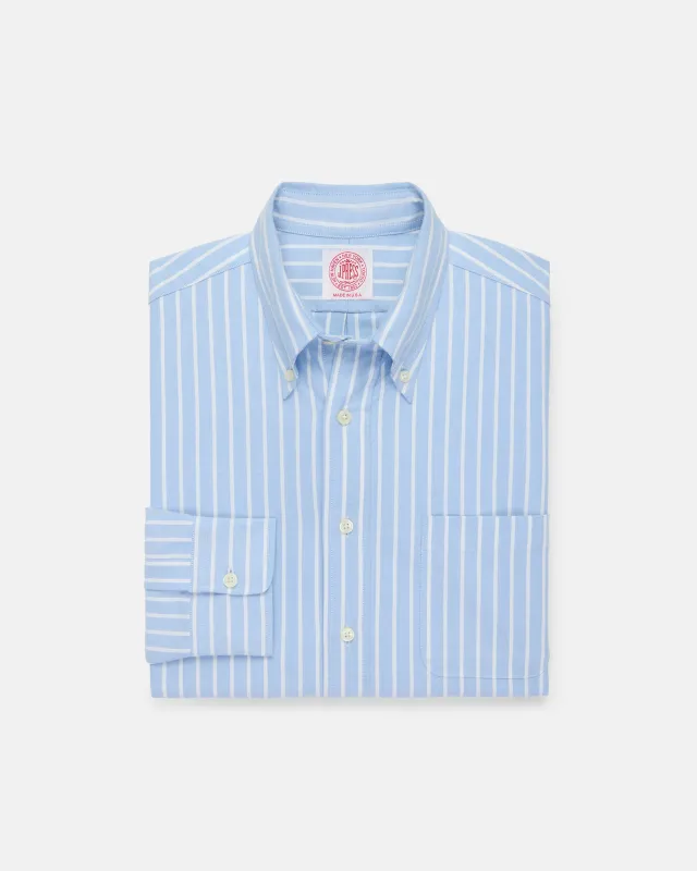 Made-in-USA Blue & White Stripe Oxford Cloth Sport Shirt - Classic Fit sold by J. Press