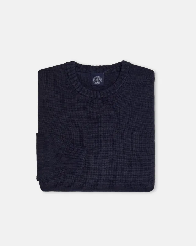 Navy Fine Knit Cotton Crewneck Sweater - Trim Fit sold by J. Press