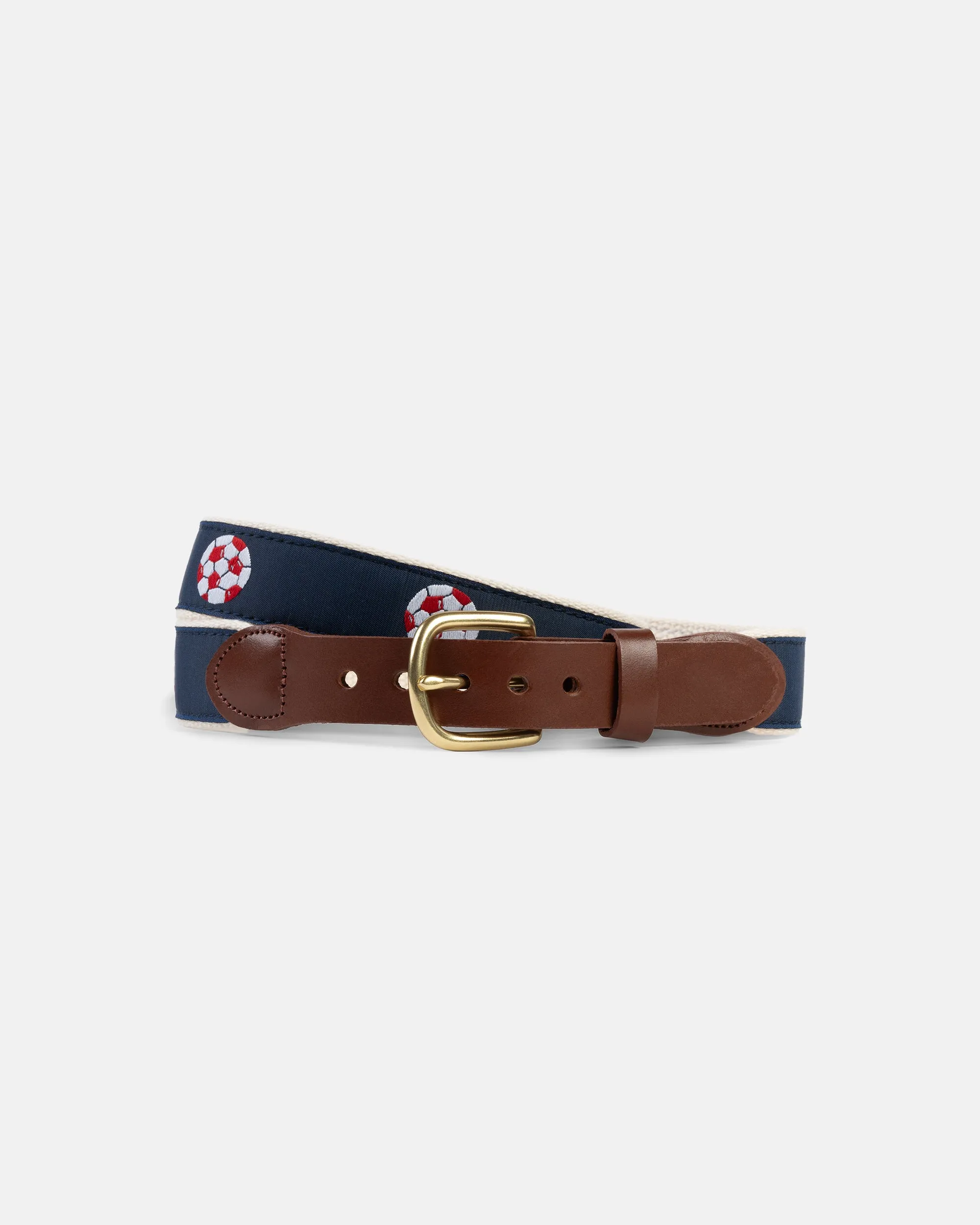 Made-in-USA Soccer Motif Belt sold by J. Press