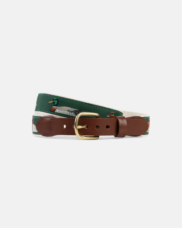Made-in-USA Ducks Motif Belt sold by J. Press