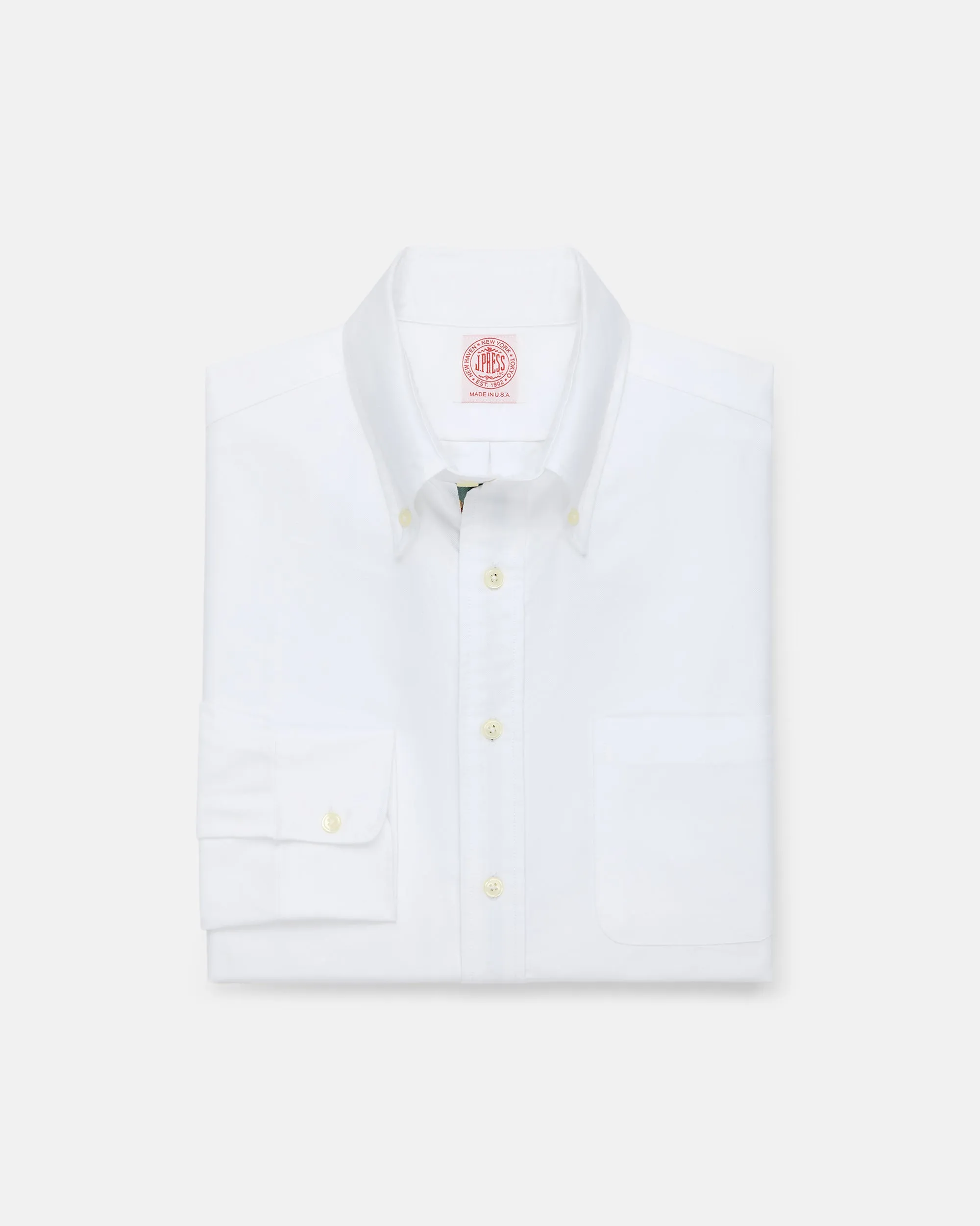 Made-in-USA White with Argyll & Sutherland Placket Oxford Cloth Sport Shirt - Regular Fit sold by J. Press
