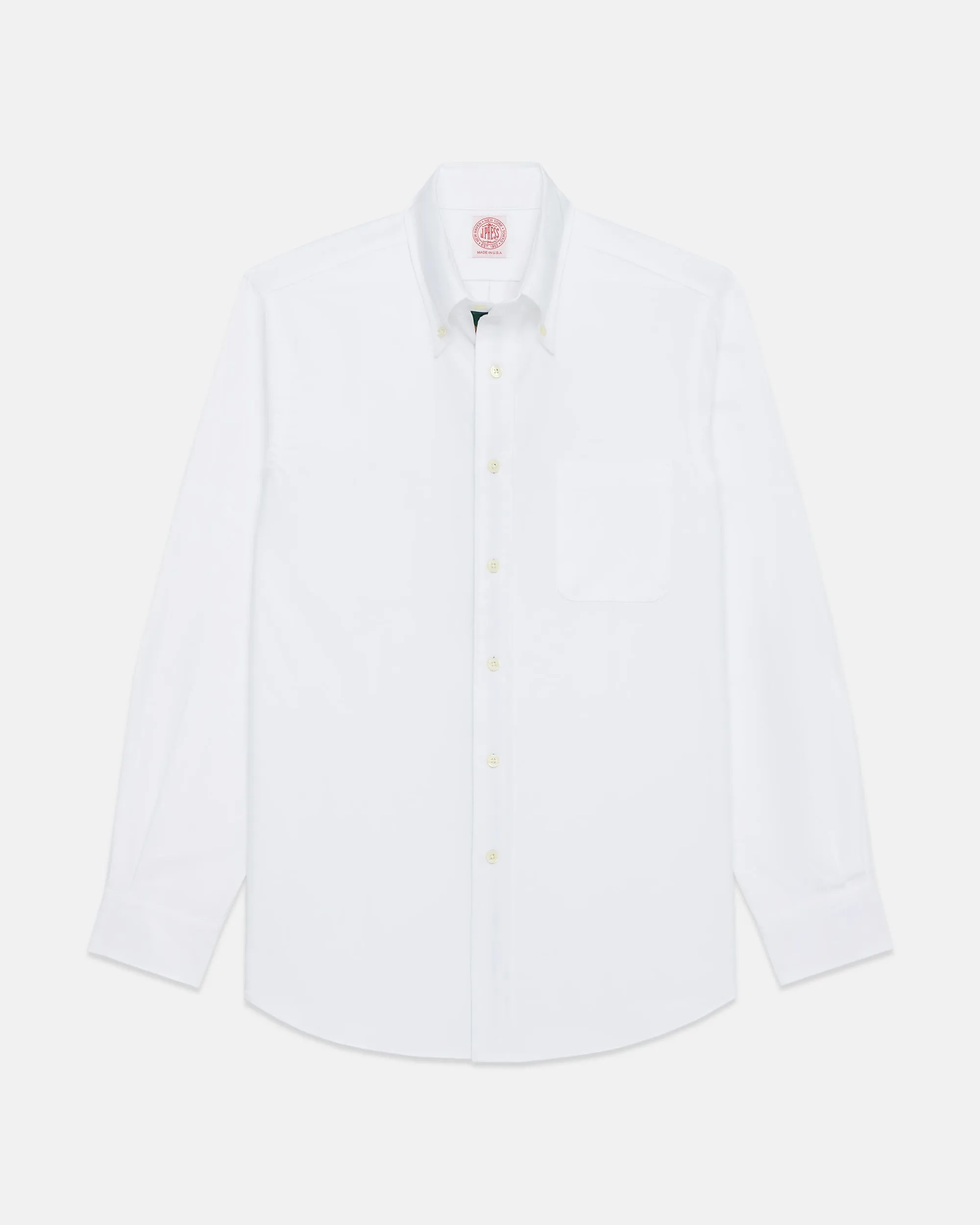 Made-in-USA White with Argyll & Sutherland Placket Oxford Cloth Sport Shirt - Regular Fit sold by J. Press product image thumbnail 3
