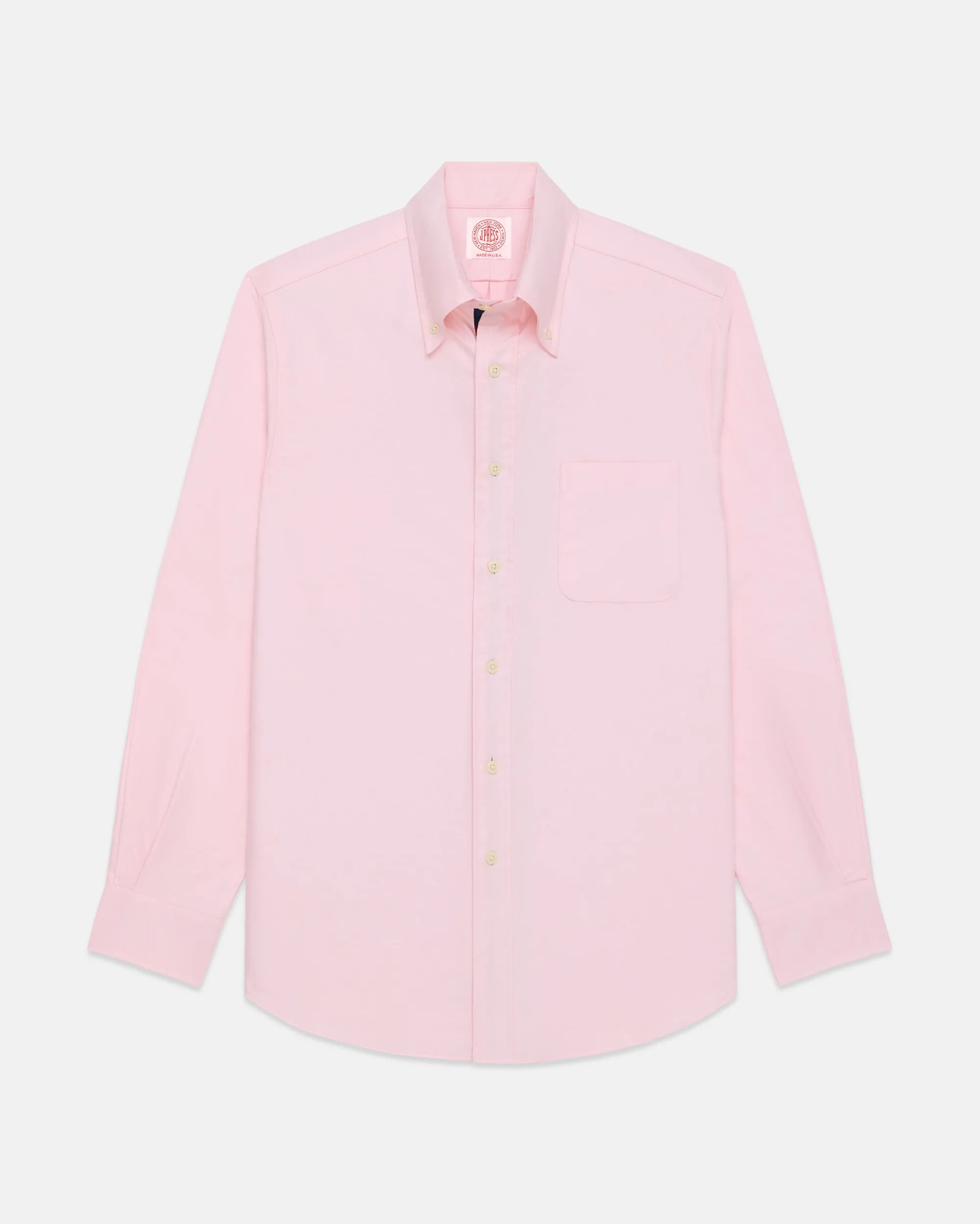 Made-in-USA Pink with Bar Stripe Placket Oxford Cloth Sport Shirt - Regular Fit sold by J. Press product image thumbnail 3