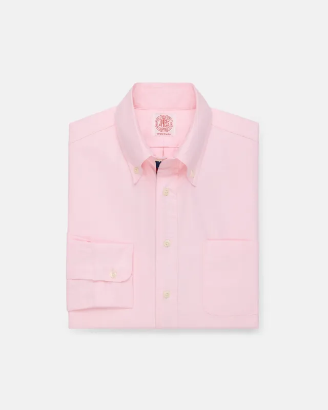 Made-in-USA Pink with Bar Stripe Placket Oxford Cloth Sport Shirt - Regular Fit sold by J. Press