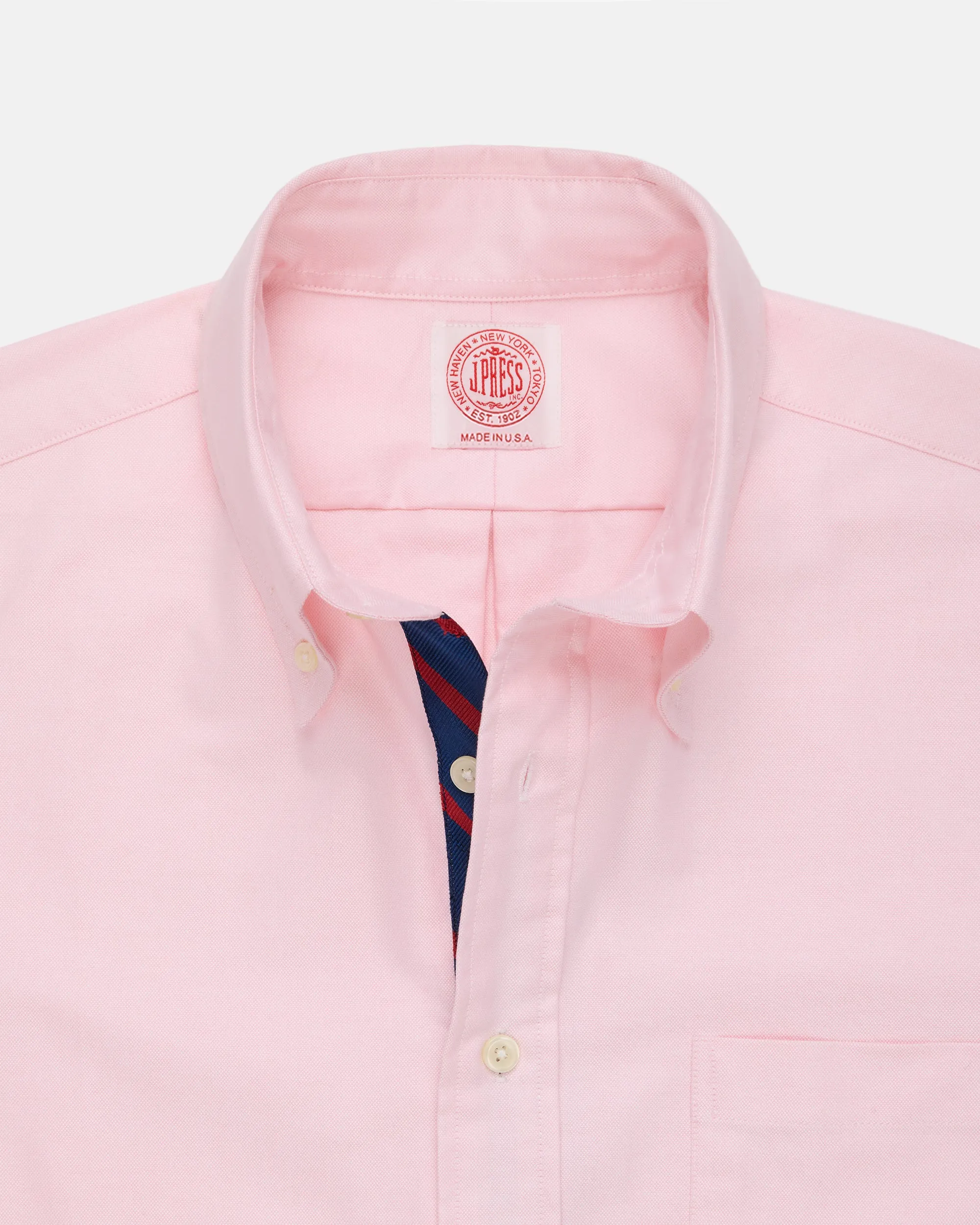 Made-in-USA Pink with Bar Stripe Placket Oxford Cloth Sport Shirt - Regular Fit sold by J. Press product image thumbnail 2