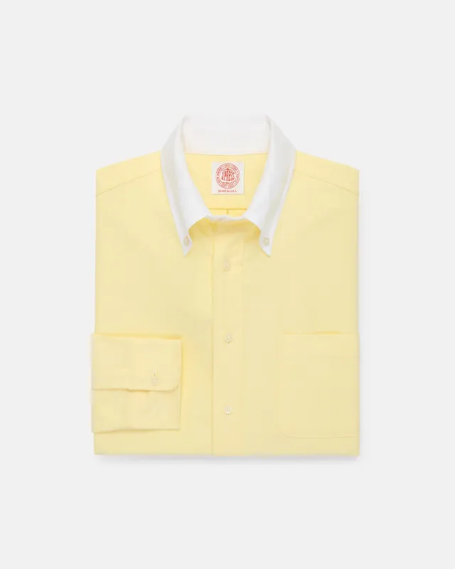 Made-in-USA Yellow Contrast Collar Oxford Cloth Sport Shirt - Regular Fit sold by J. Press