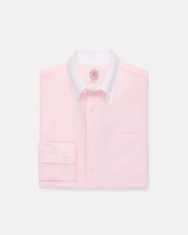 Made-in-USA Pink Contrast Collar Oxford Cloth Sport Shirt - Regular Fit sold by J. Press