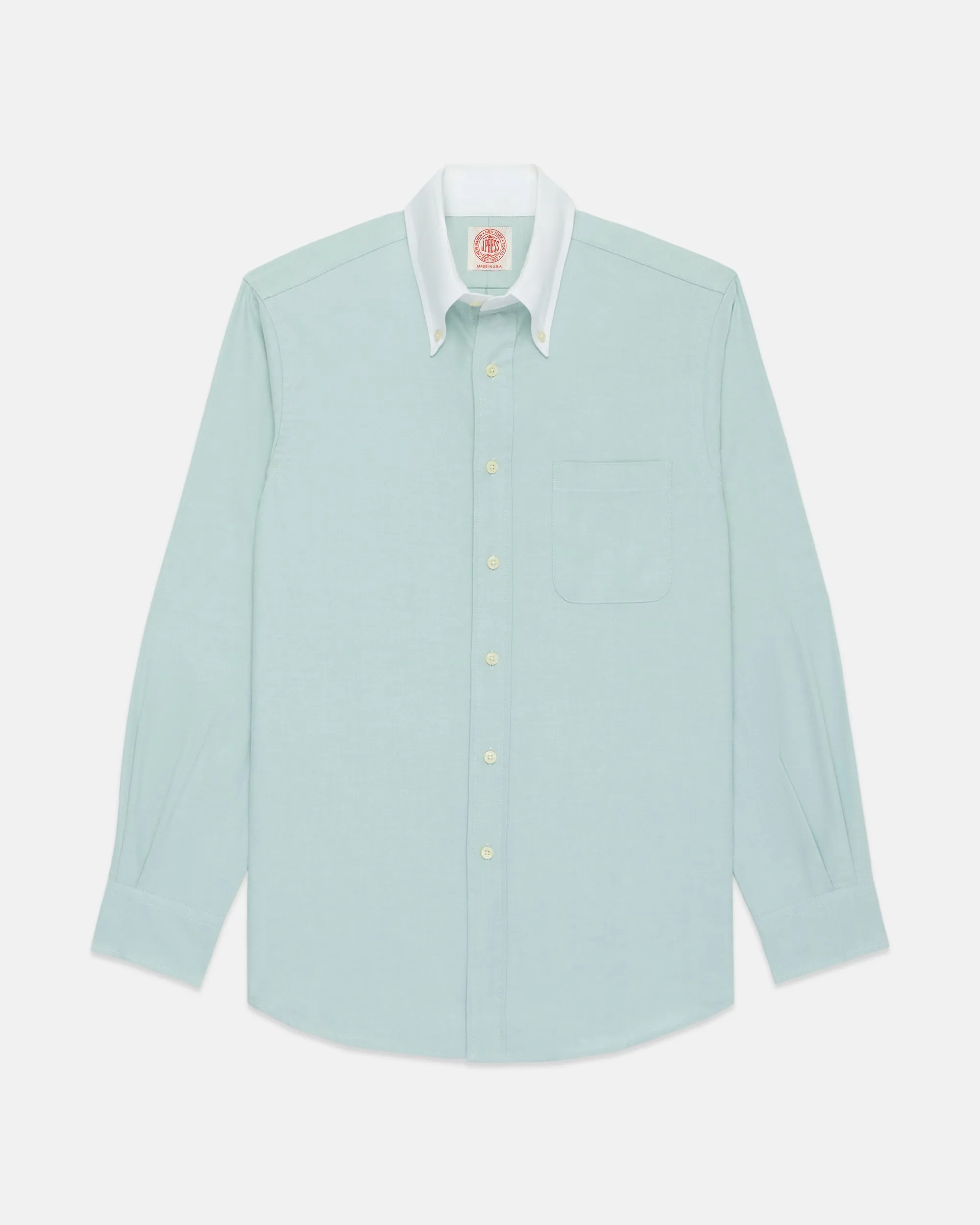 Made-in-USA Green Contrast Collar Oxford Cloth Sport Shirt - Regular Fit sold by J. Press product image thumbnail 2