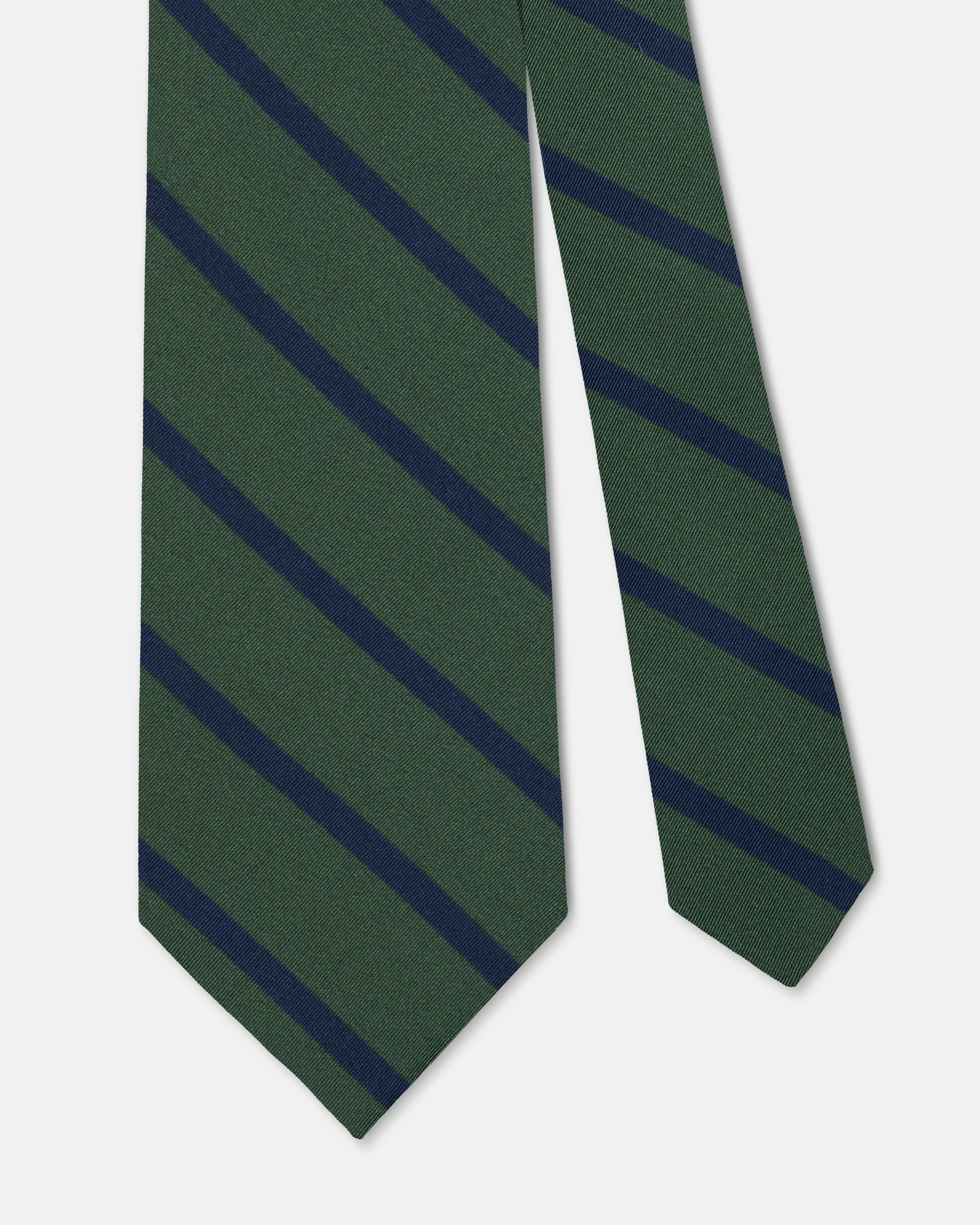 Green & Navy Bar Stripe Irish Poplin Tie sold by J. Press product image thumbnail 2