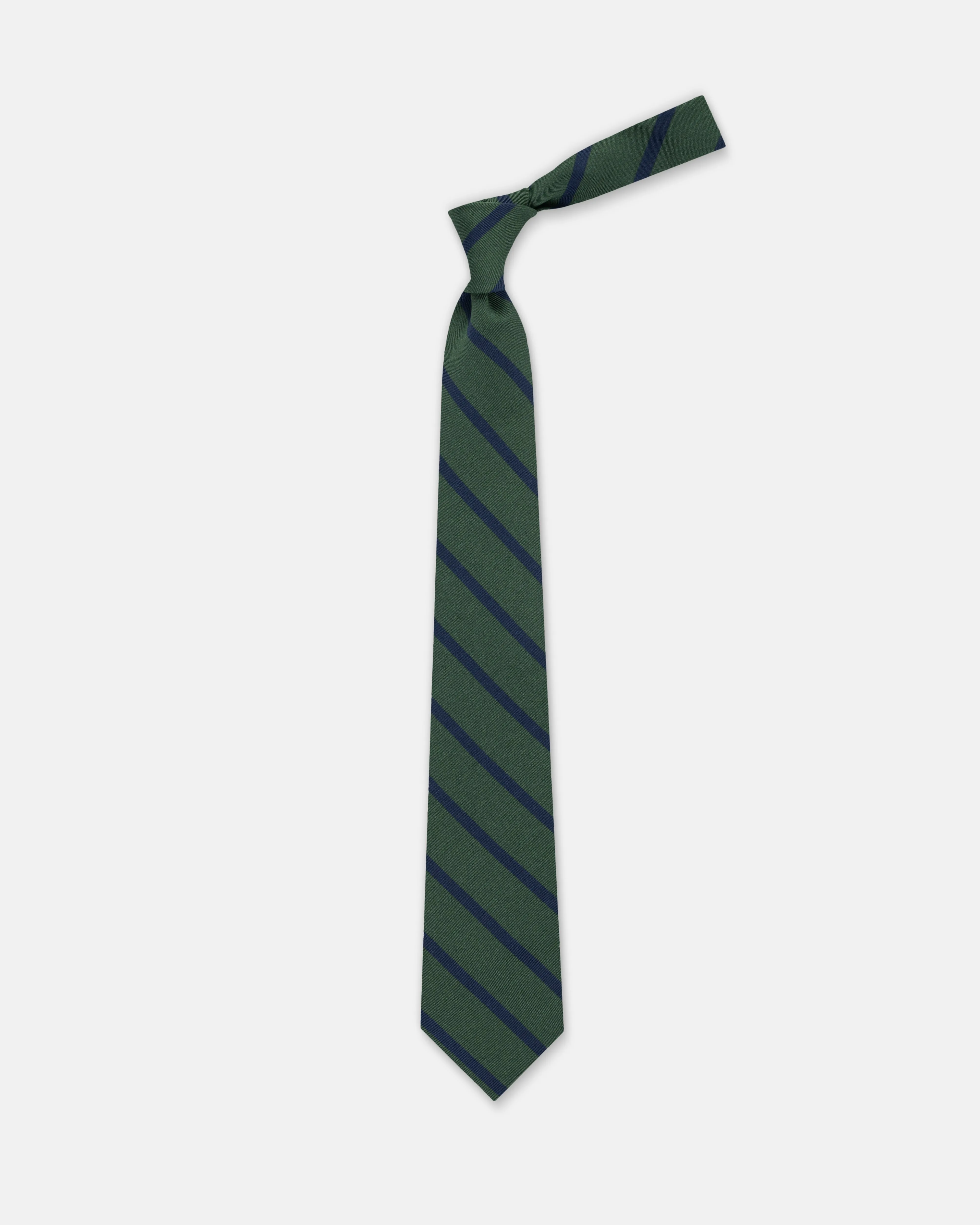 Green & Navy Bar Stripe Irish Poplin Tie sold by J. Press