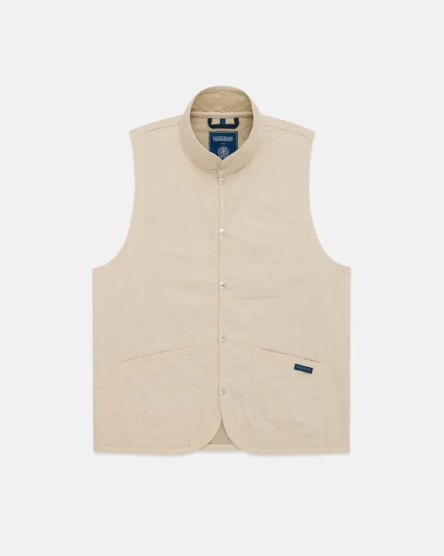 Made-in-England Lavenham Natural Mickfield Linen/Cotton Quilted Gilet made by Lavenham