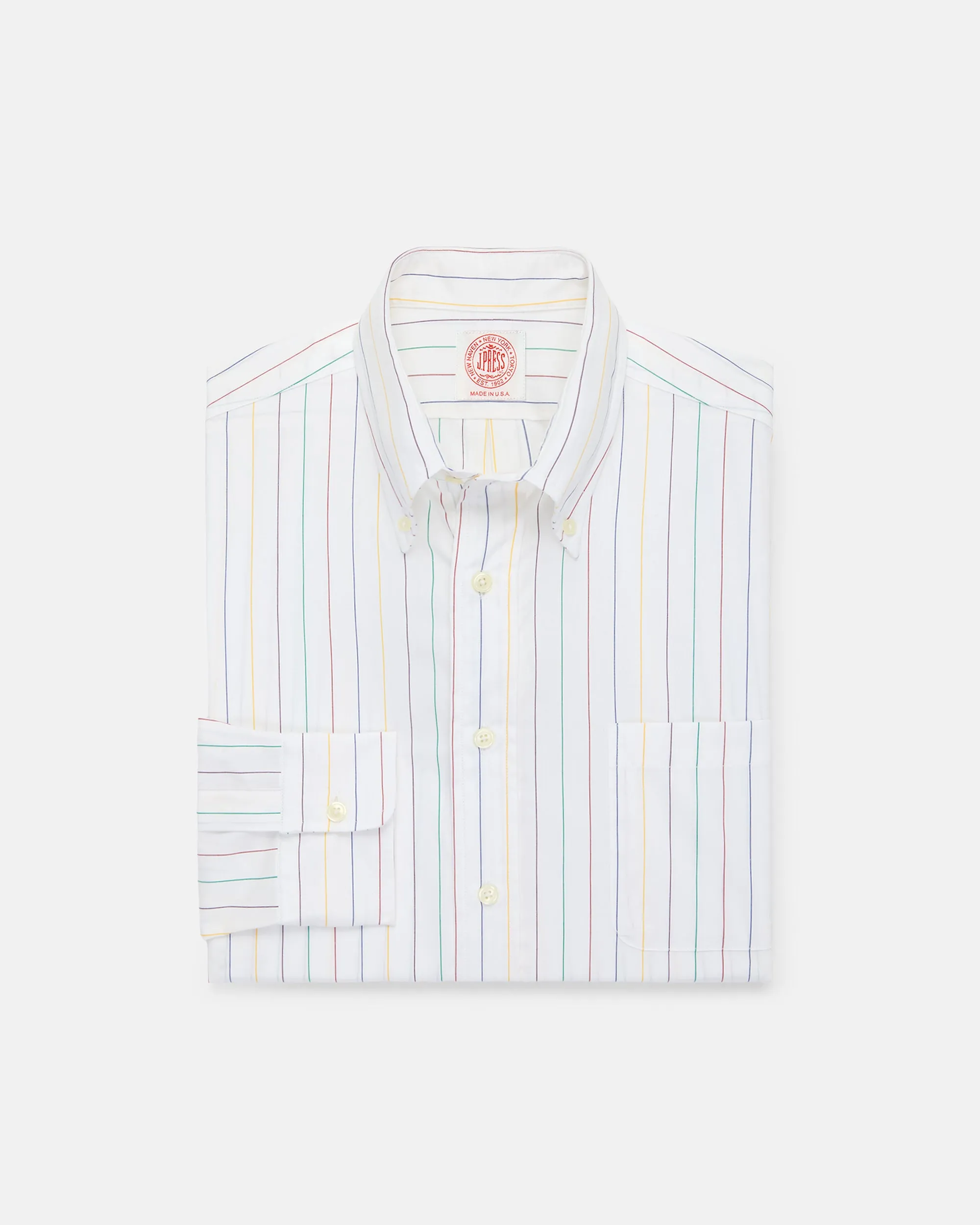 Made-in-USA Multicolor Stripe Oxford Button Down Shirt sold by J. Press