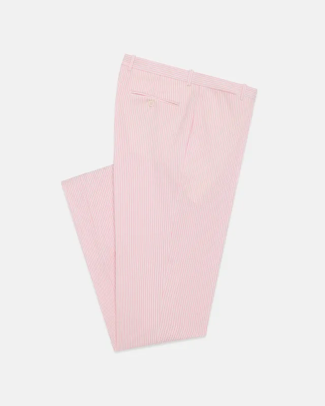 Made-in-Canada Pink Stripe Seersucker Trouser made by J. Press