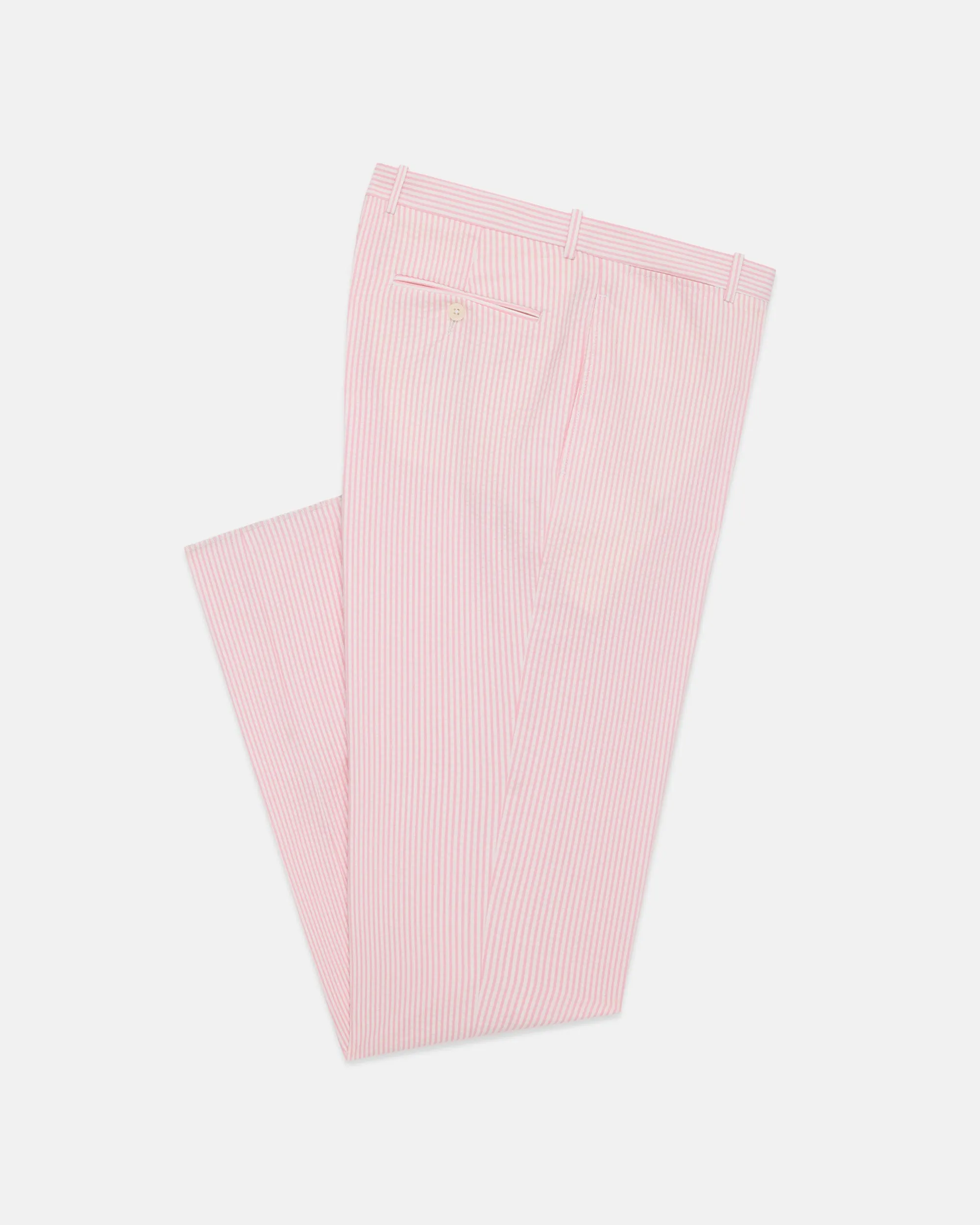 Made-in-Canada Pink Stripe Seersucker Trouser sold by J. Press