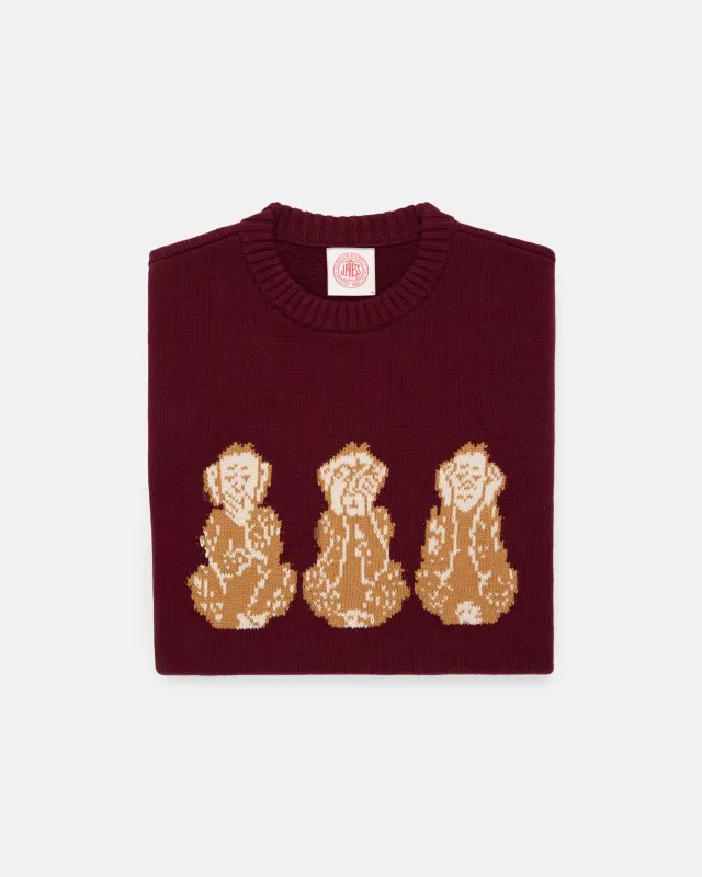 Three Wise Monkeys Intarsia Knit Cotton Sweater sold by J. Press