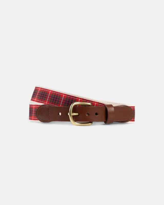 Made-in-USA Red Frasier Tartan Belt sold by J. Press