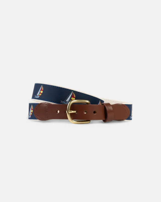 Made-in-USA Spinnaker Motif Belt sold by J. Press