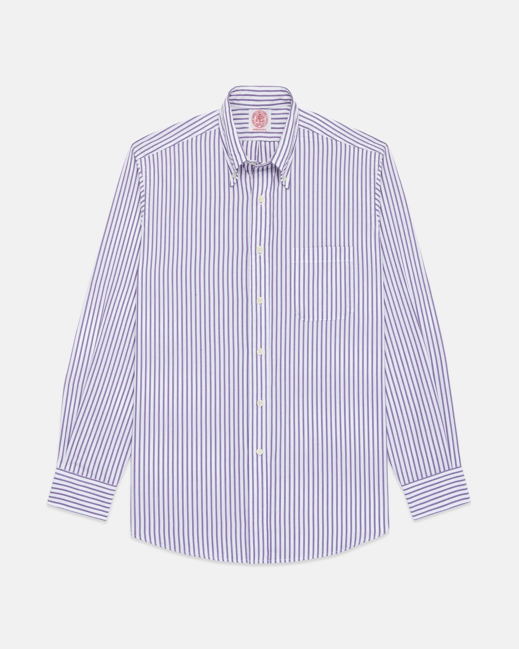 Made-in-USA Purple Butcher Stripe Button Down Shirt - Classic Fit sold by J. Press product image thumbnail 2