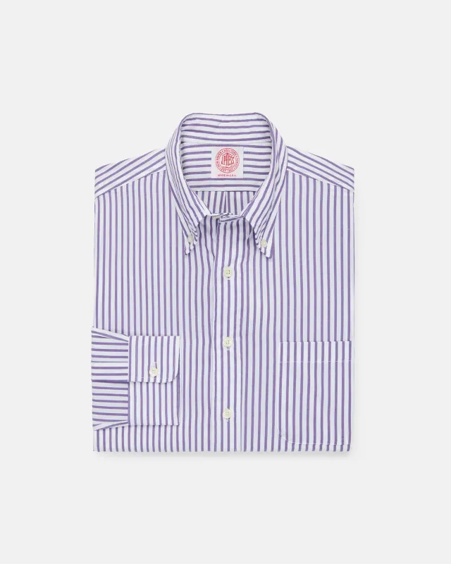 Made-in-USA Purple Butcher Stripe Button Down Shirt - Classic Fit sold by J. Press