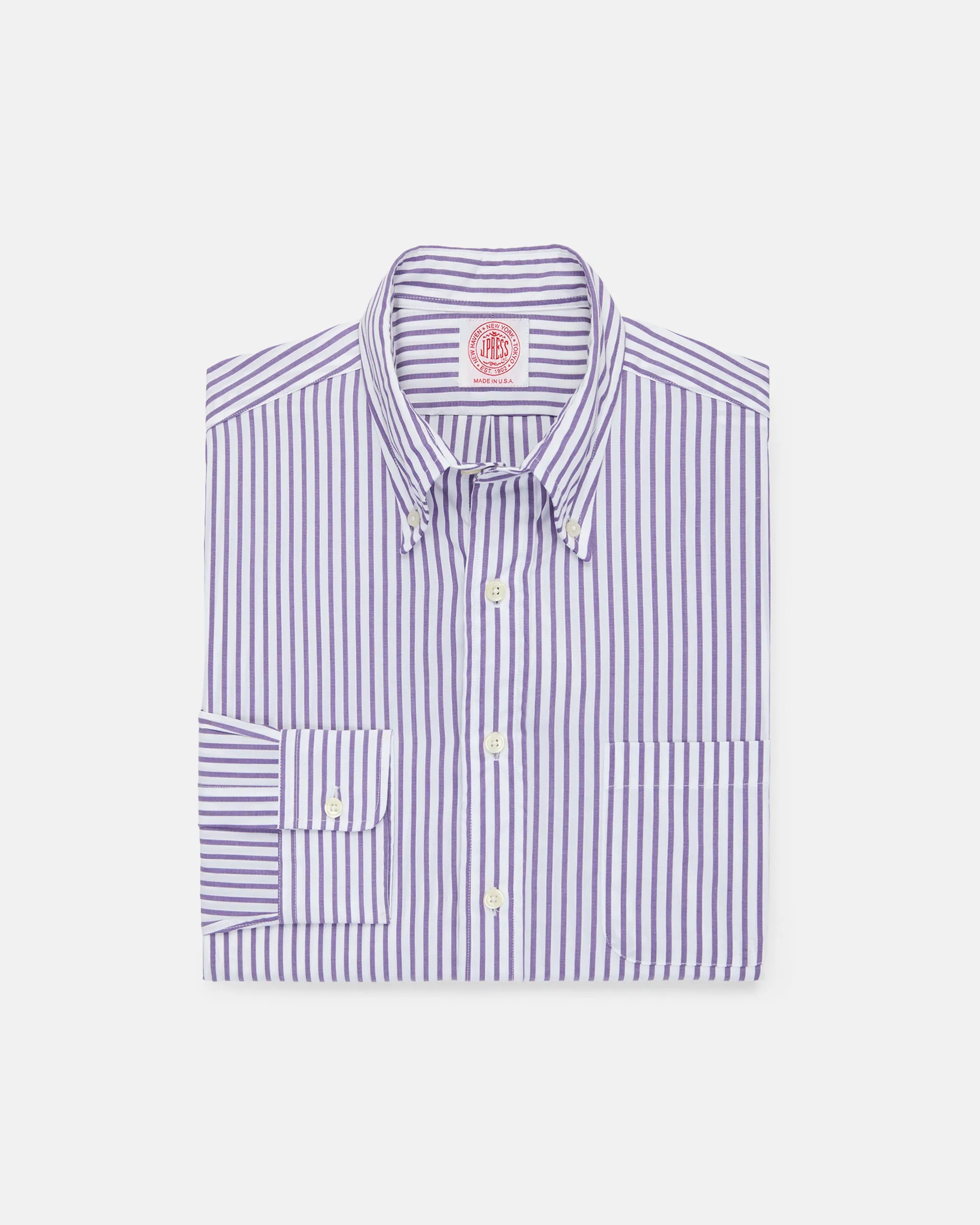 Made-in-USA Purple Butcher Stripe Button Down Shirt - Classic Fit sold by J. Press