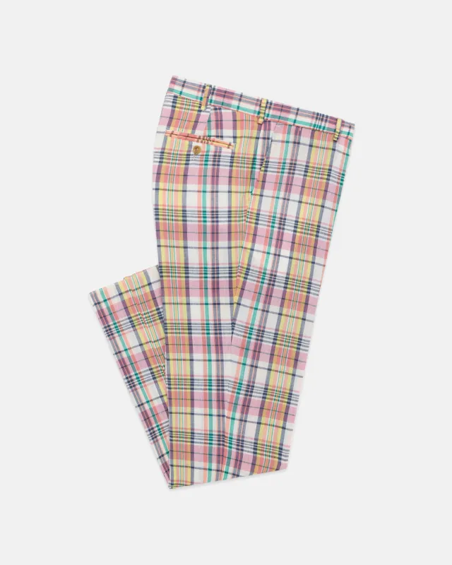 Made-in-USA Peach & Yellow Pastel Authentic Madras Trouser sold by J. Press