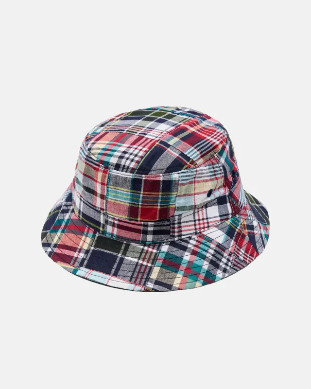Made-in-USA Patchwork Madras Bucket Hat made by J. Press