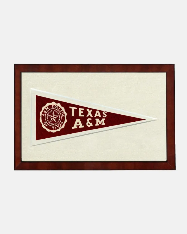 Texas A&M Framed Vintage Pennant made by J. Press