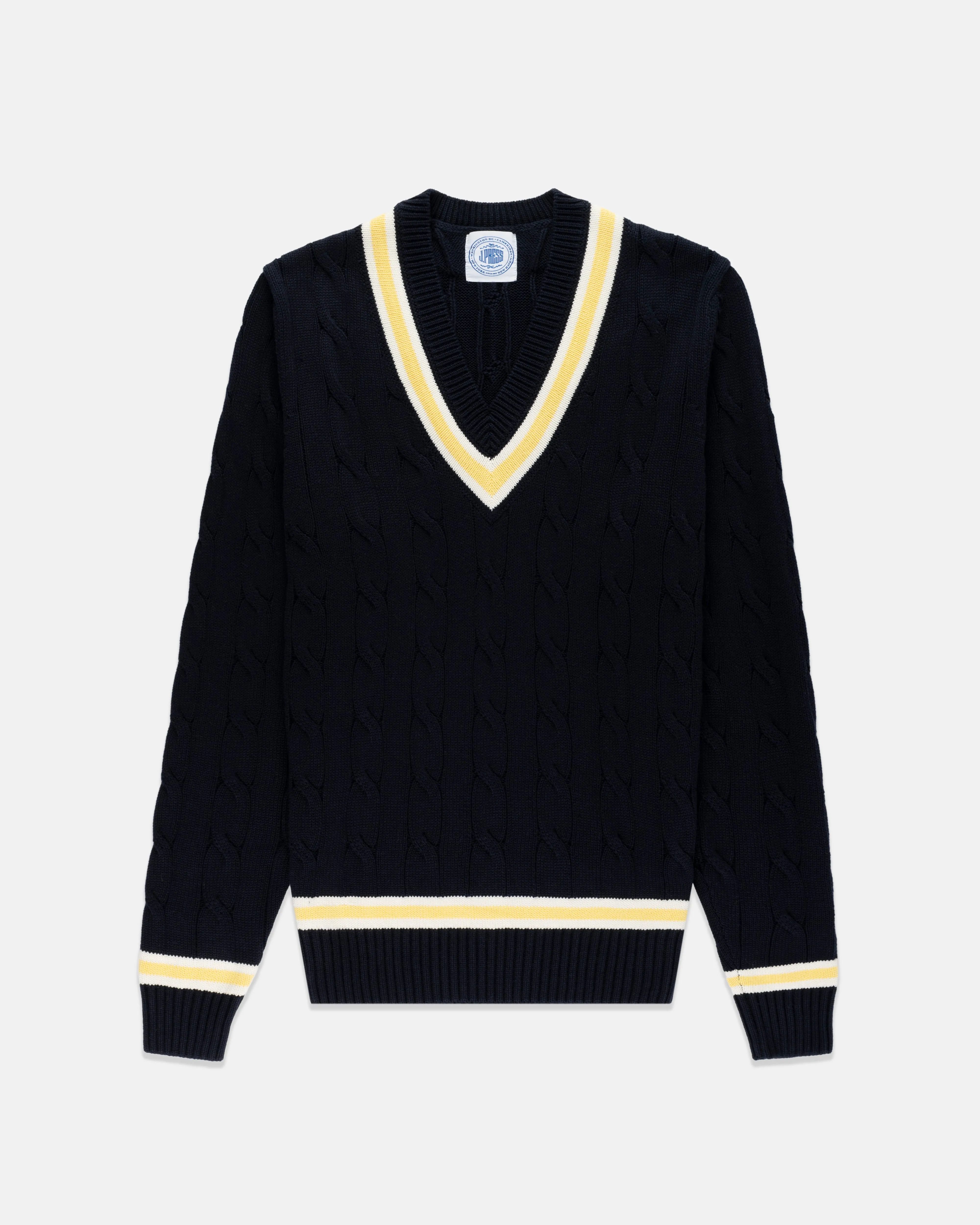 Navy & Ecru Cotton Cricket Sweater sold by J. Press