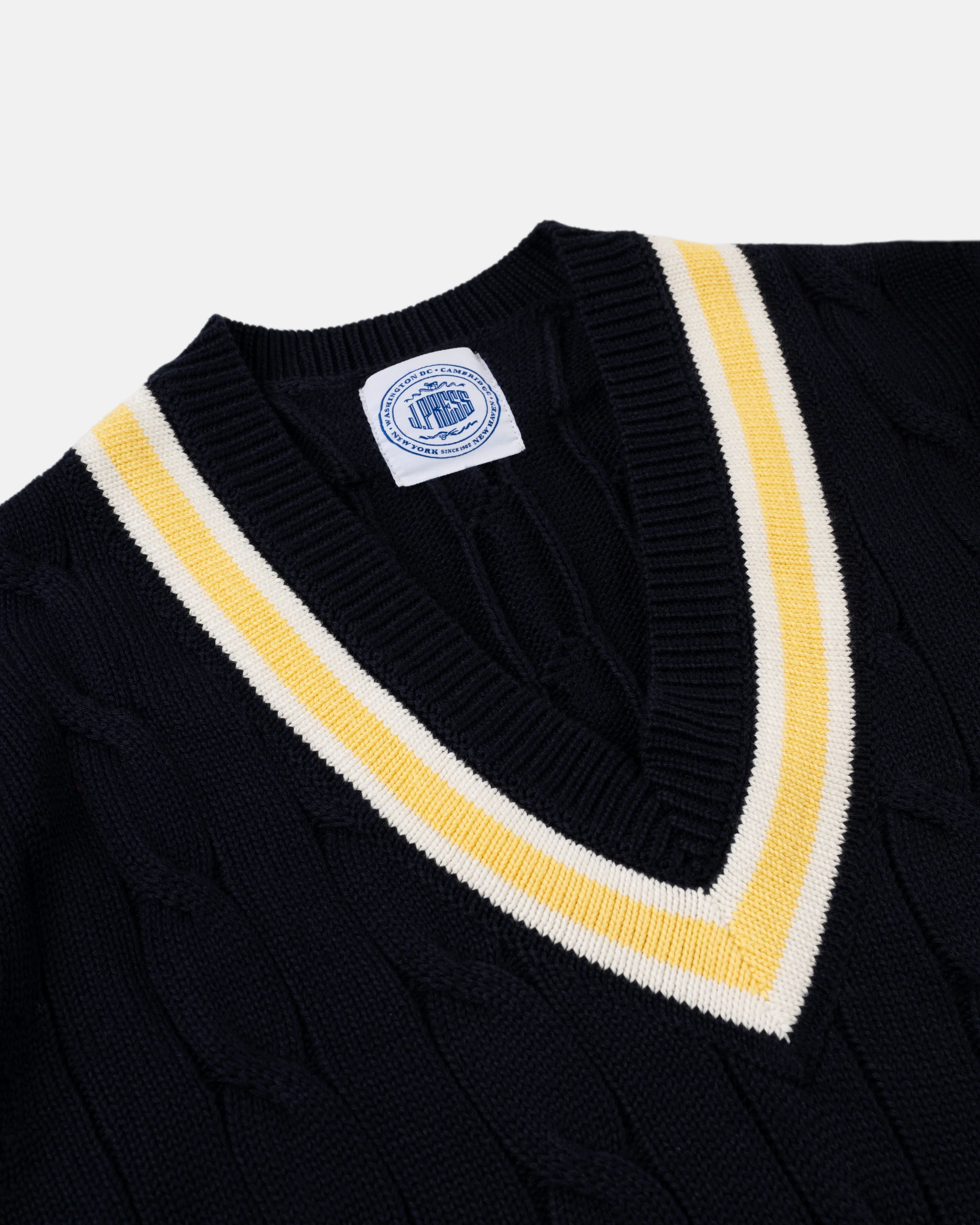Navy & Ecru Cotton Cricket Sweater sold by J. Press product image thumbnail 3