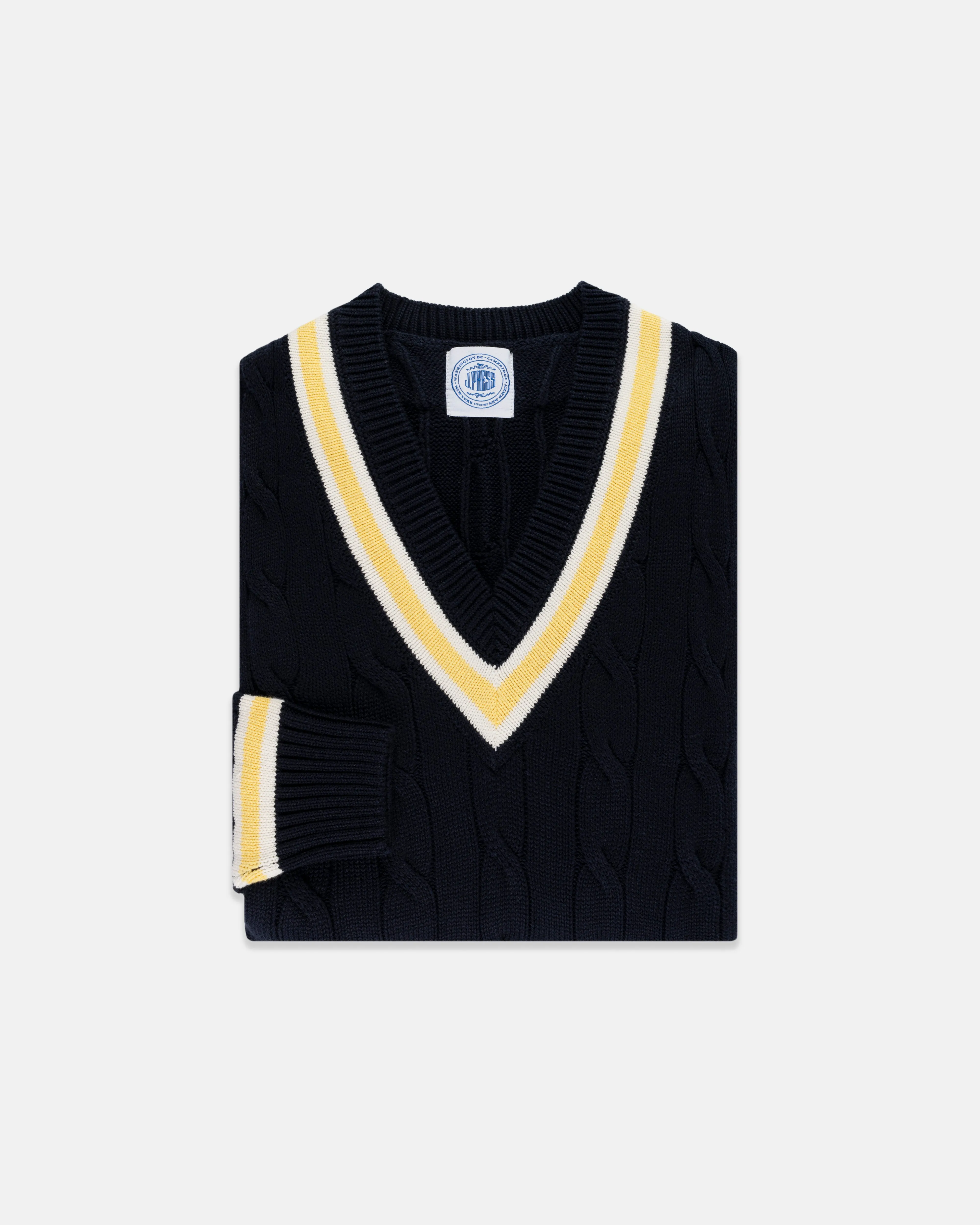 Navy & Ecru Cotton Cricket Sweater sold by J. Press product image thumbnail 2