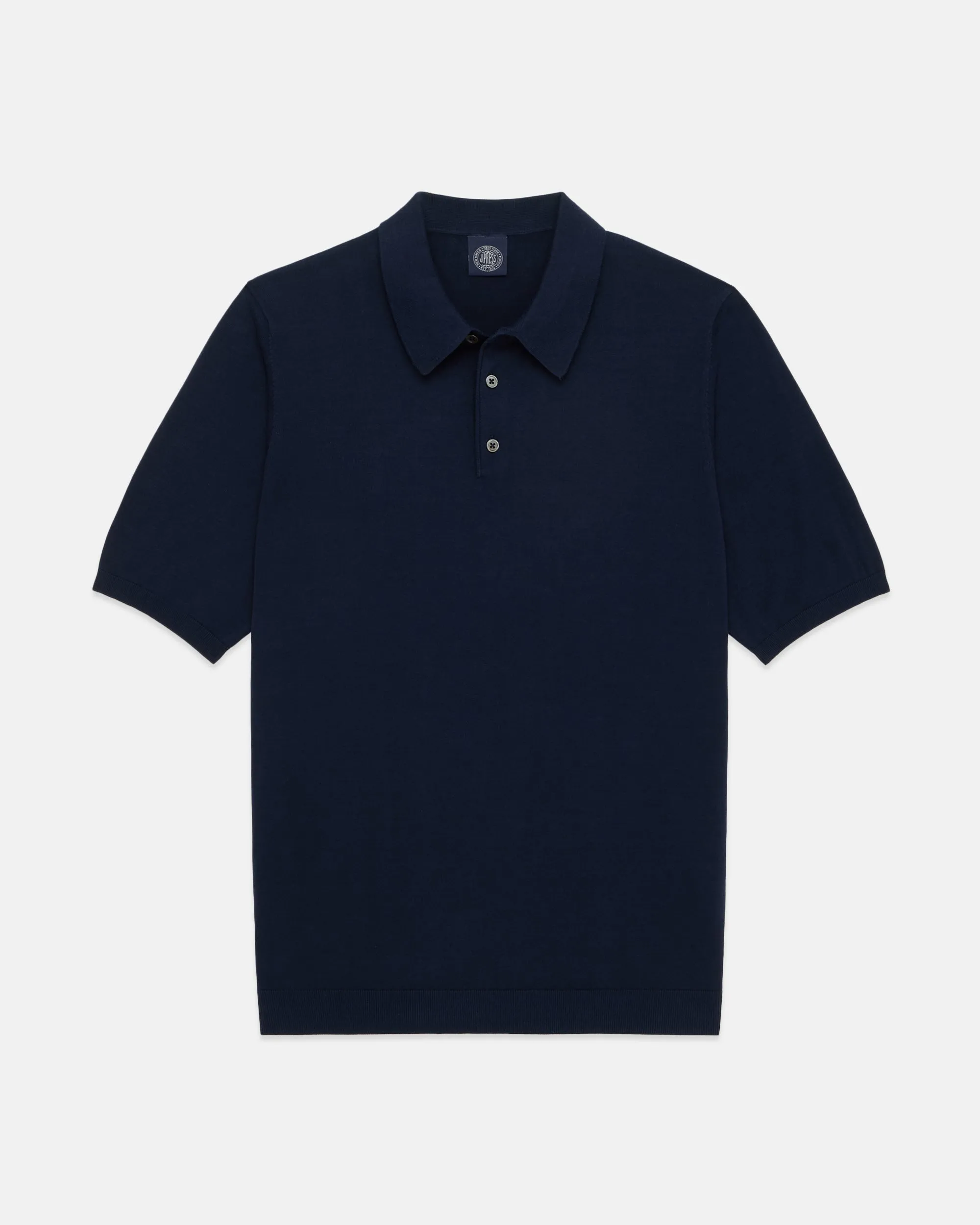 Navy High-Twist Cotton Polo - Trim Fit sold by J. Press