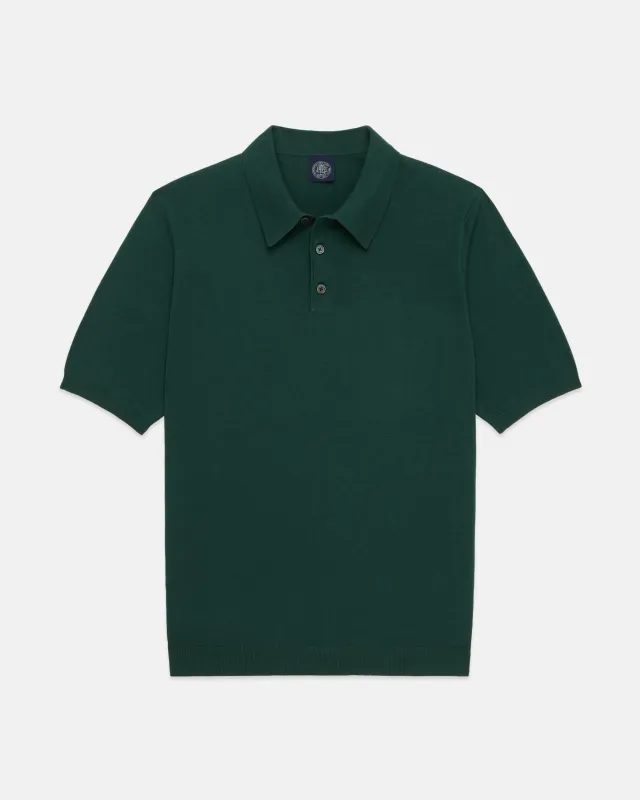 Green High-Twist Cotton Polo - Trim Fit made by Alan Paine