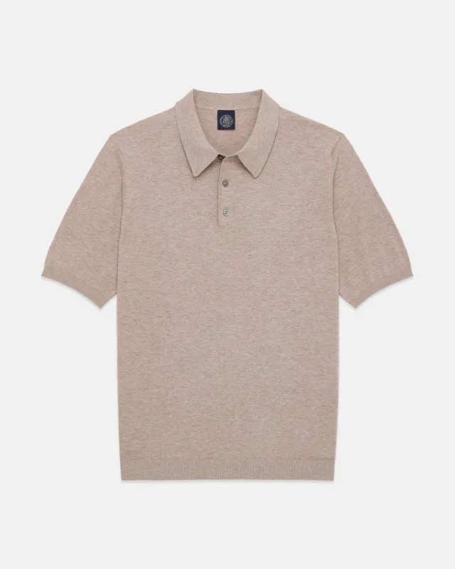 Light Brown High-Twist Cotton Polo - Trim Fit sold by J. Press