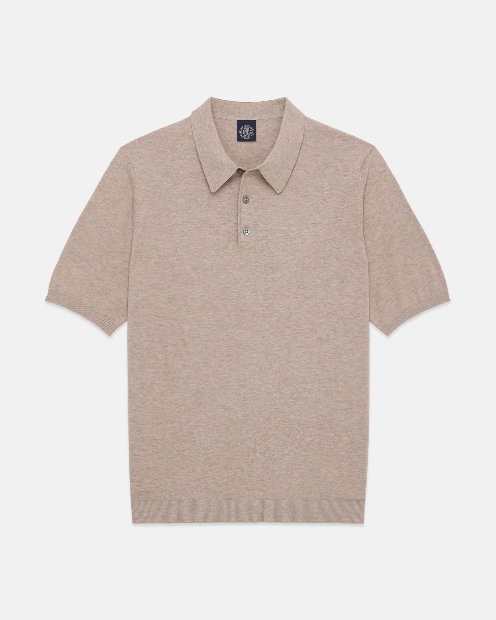 Light Brown High-Twist Cotton Polo - Trim Fit sold by J. Press
