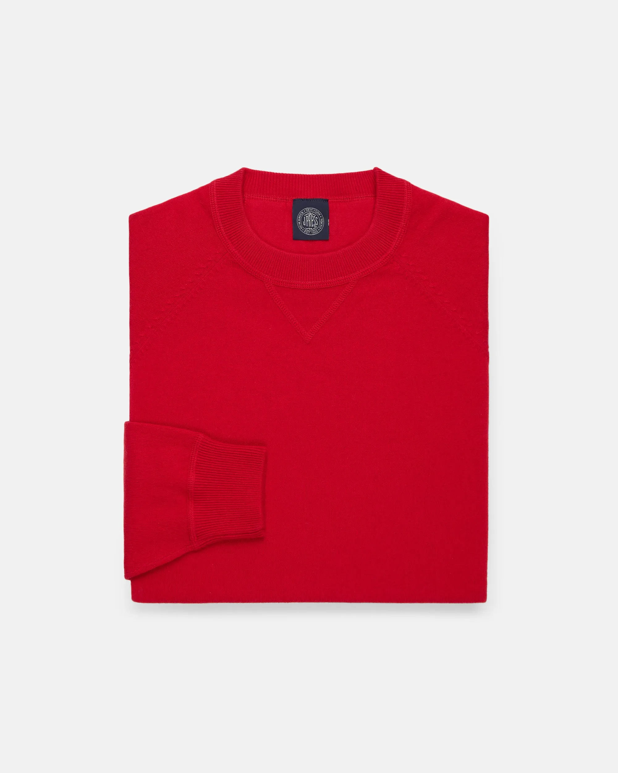 Red Cotton-Wool Crewneck Sweatshirt - Trim Fit sold by J. Press