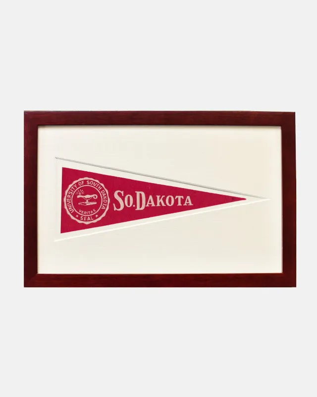 University of South Dakota Framed Vintage Pennant made by J. Press