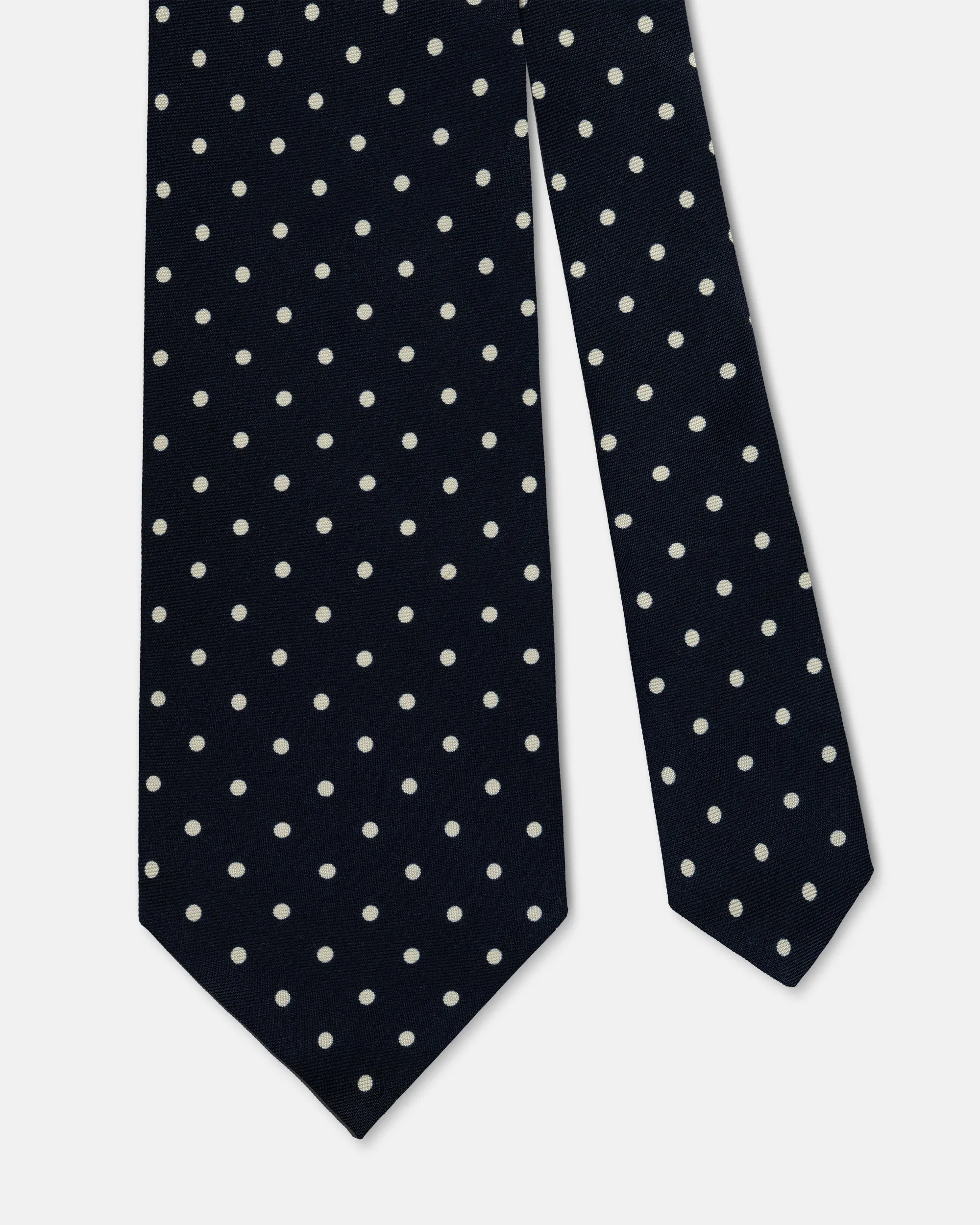Made-in-UK Navy & White Polka Dot Foulard Tie sold by J. Press product image thumbnail 2
