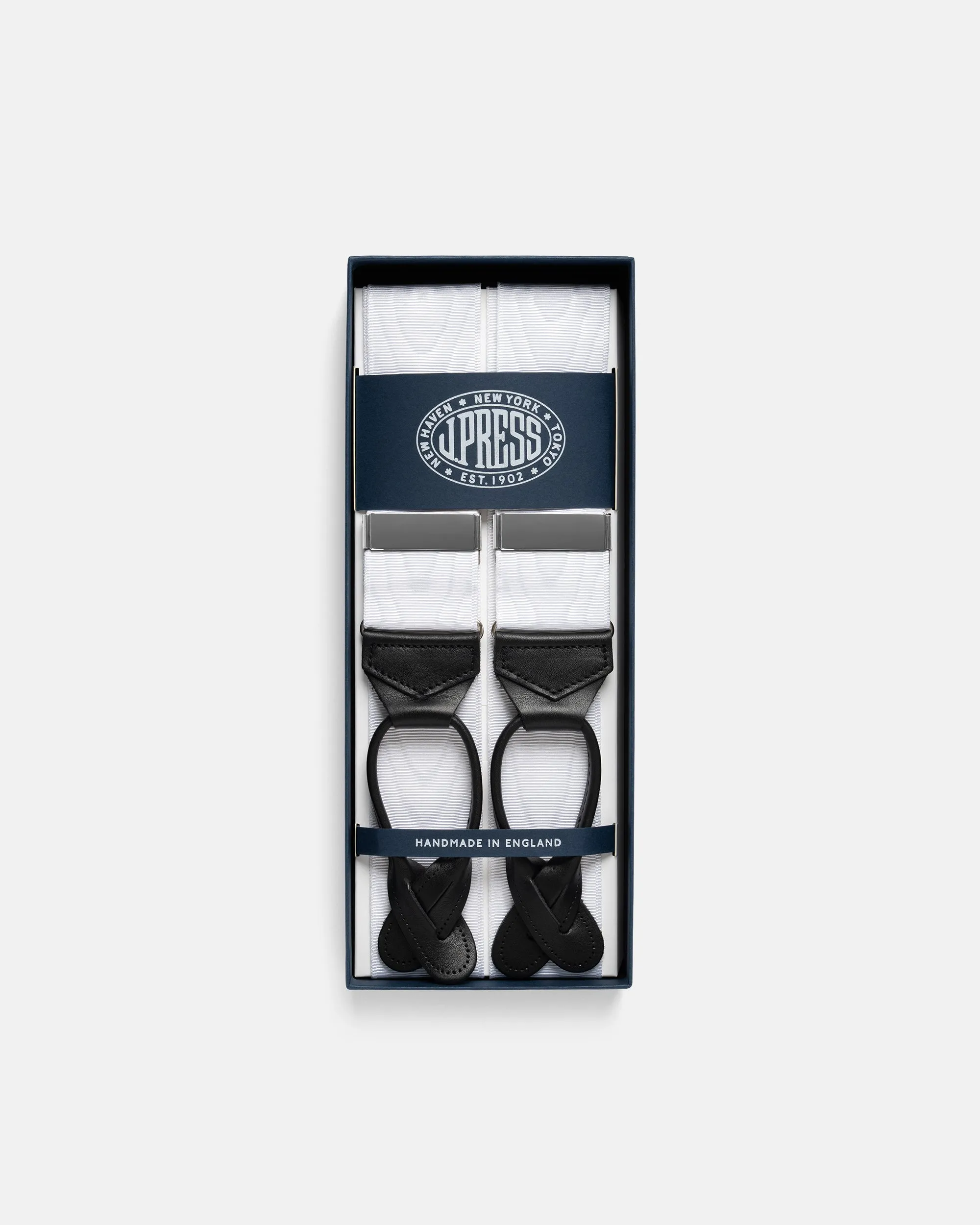 Made-in-England White Silk Moire Braces sold by J. Press product image thumbnail 2