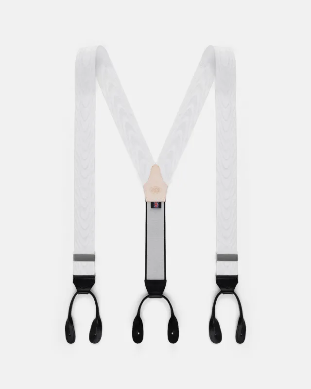 Made-in-England White Silk Moire Braces made by J. Press