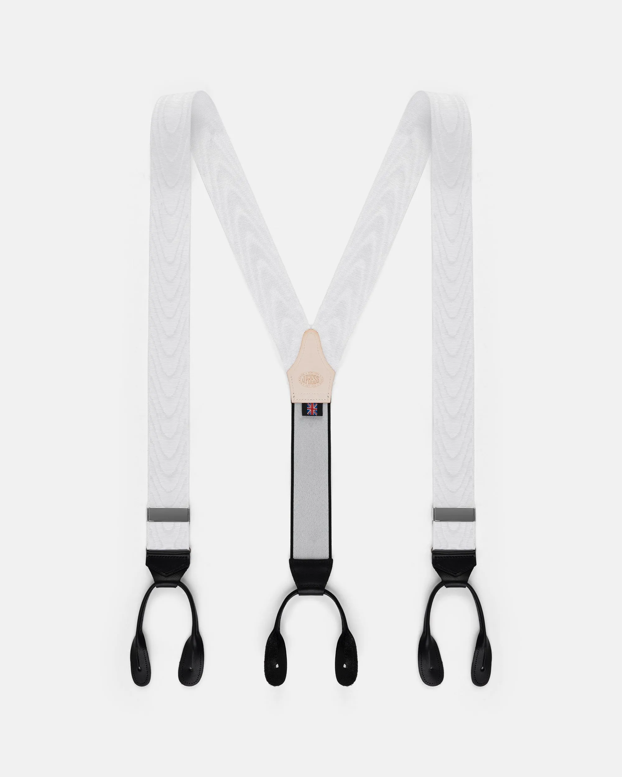 Made-in-England White Silk Moire Braces sold by J. Press