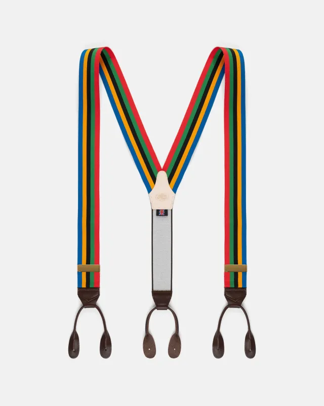 Made-in-England Multi-Colored Striped Barathea Braces made by J. Press