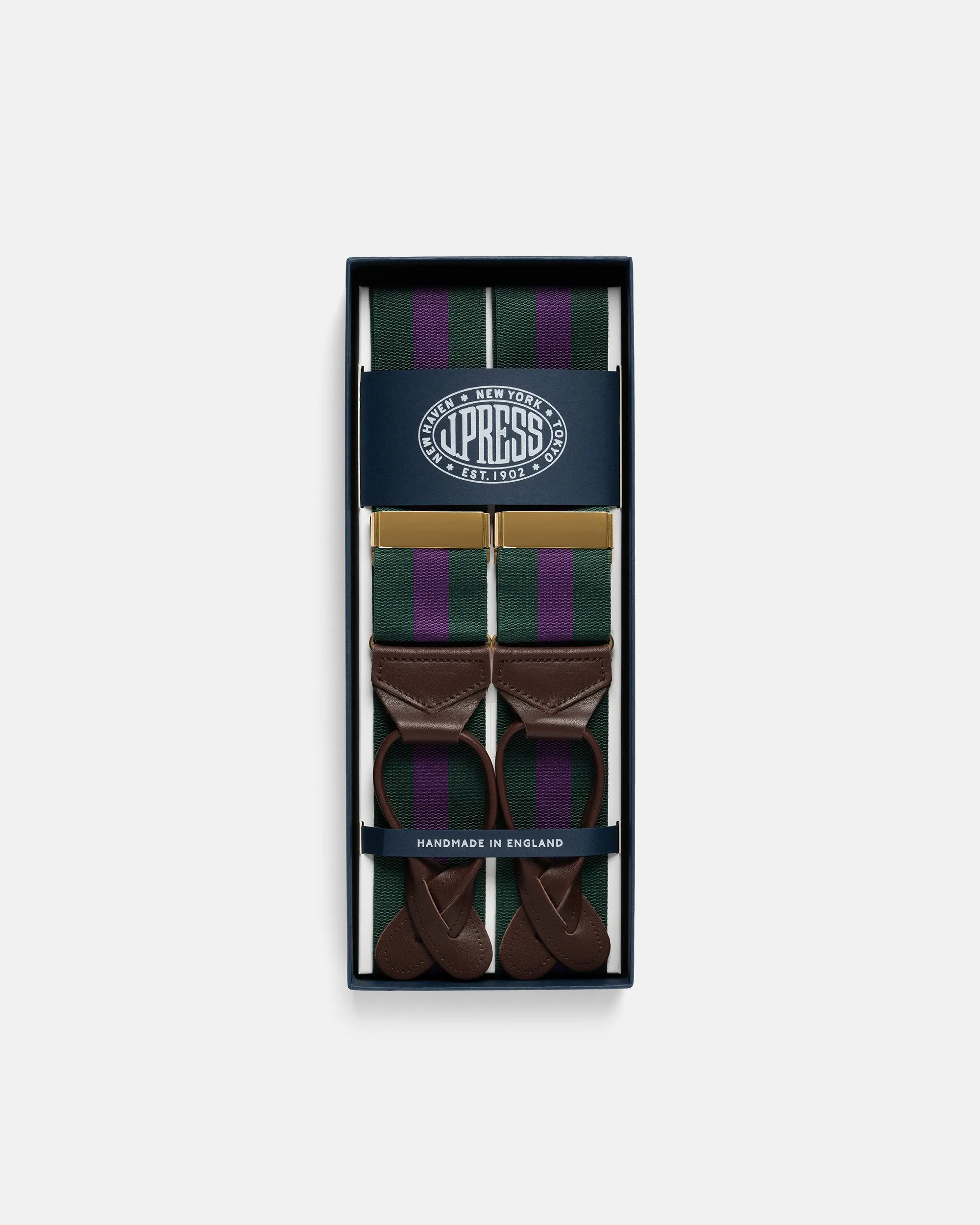 Made-in-England Hunter & Purple Striped Barathea Braces sold by J. Press product image thumbnail 2