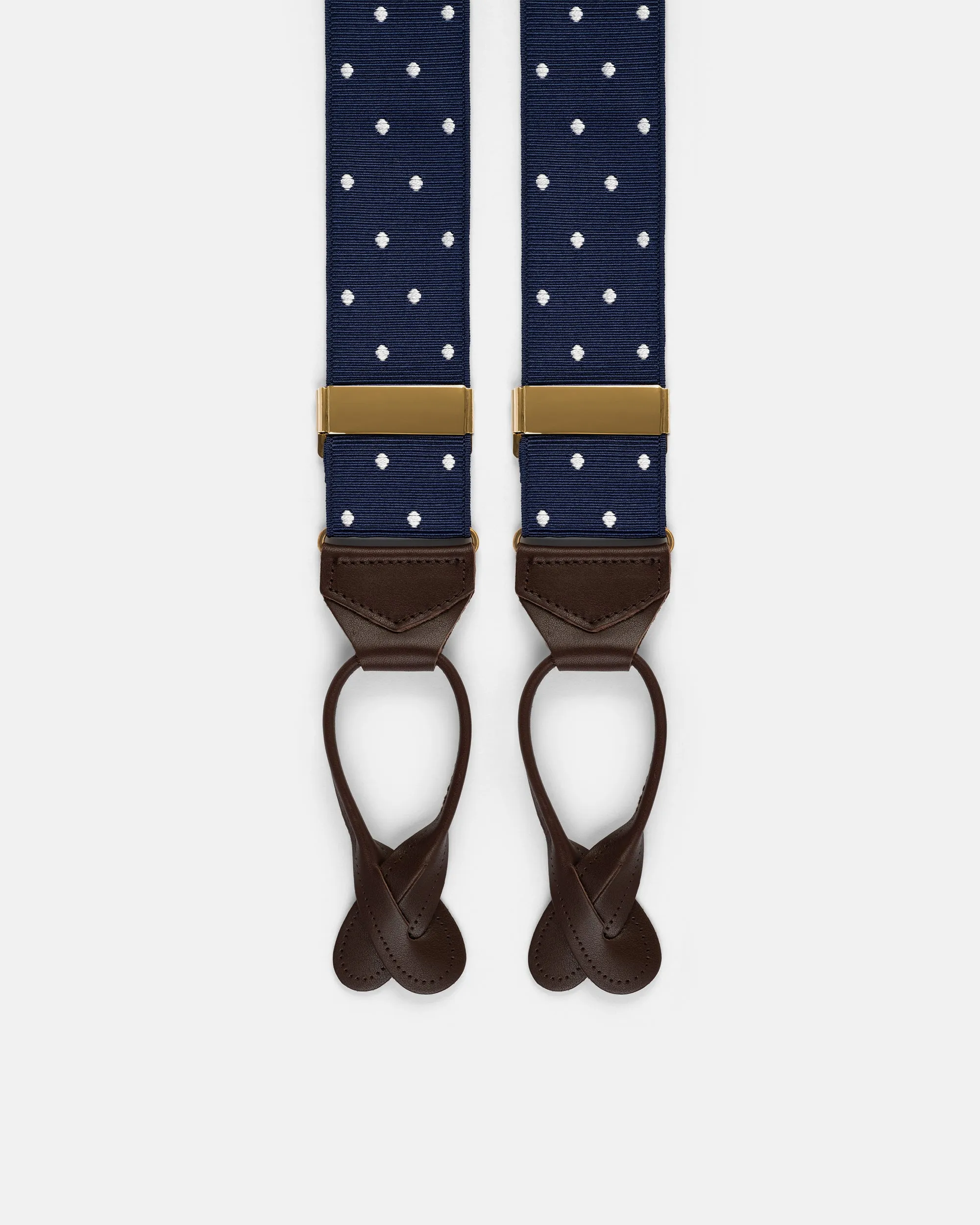 Made-in-England Navy Polka Dot Jacquard Ribbon Braces sold by J. Press product image thumbnail 3