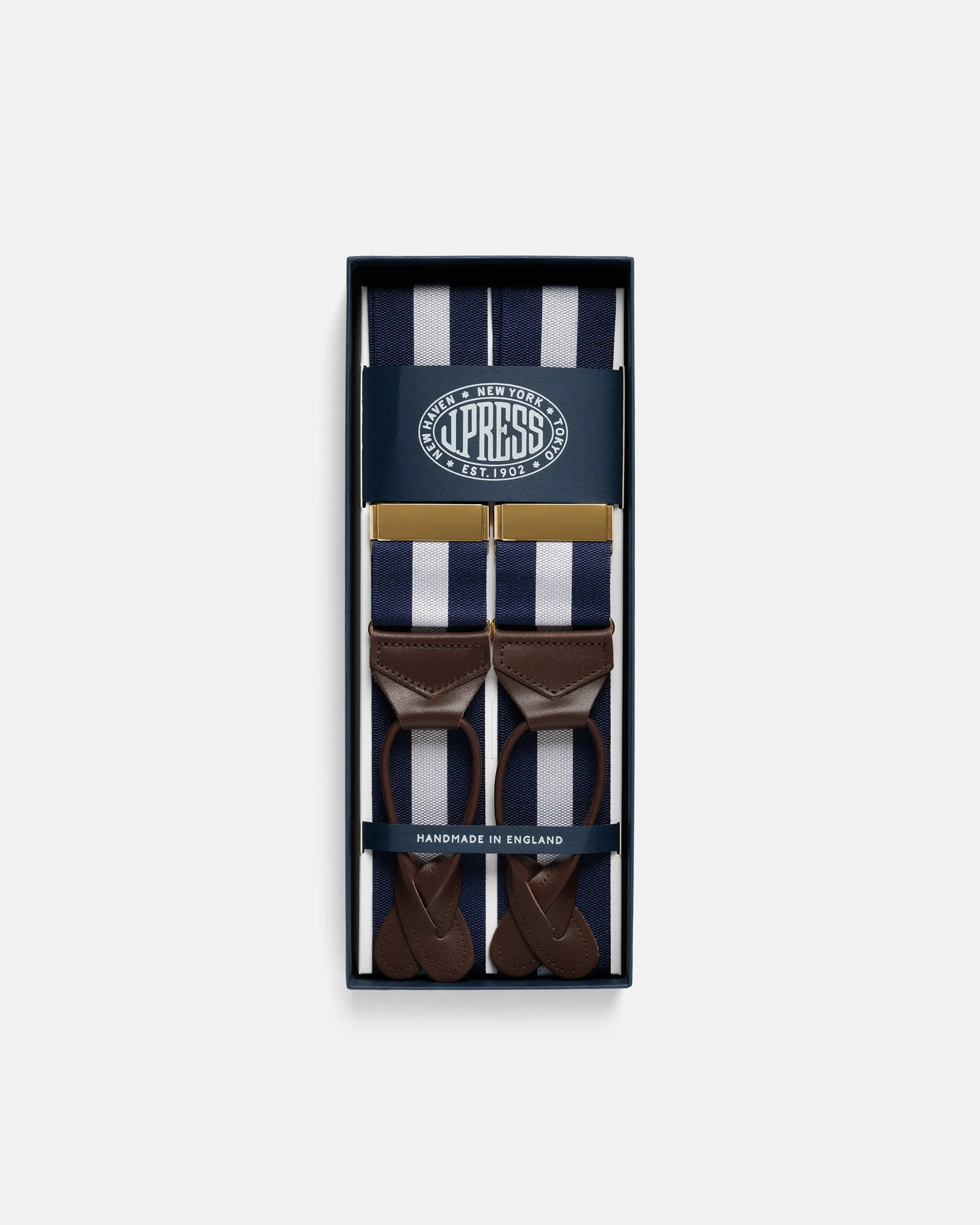 Made-in-England Navy & White Striped Barathea Braces sold by J. Press product image thumbnail 2