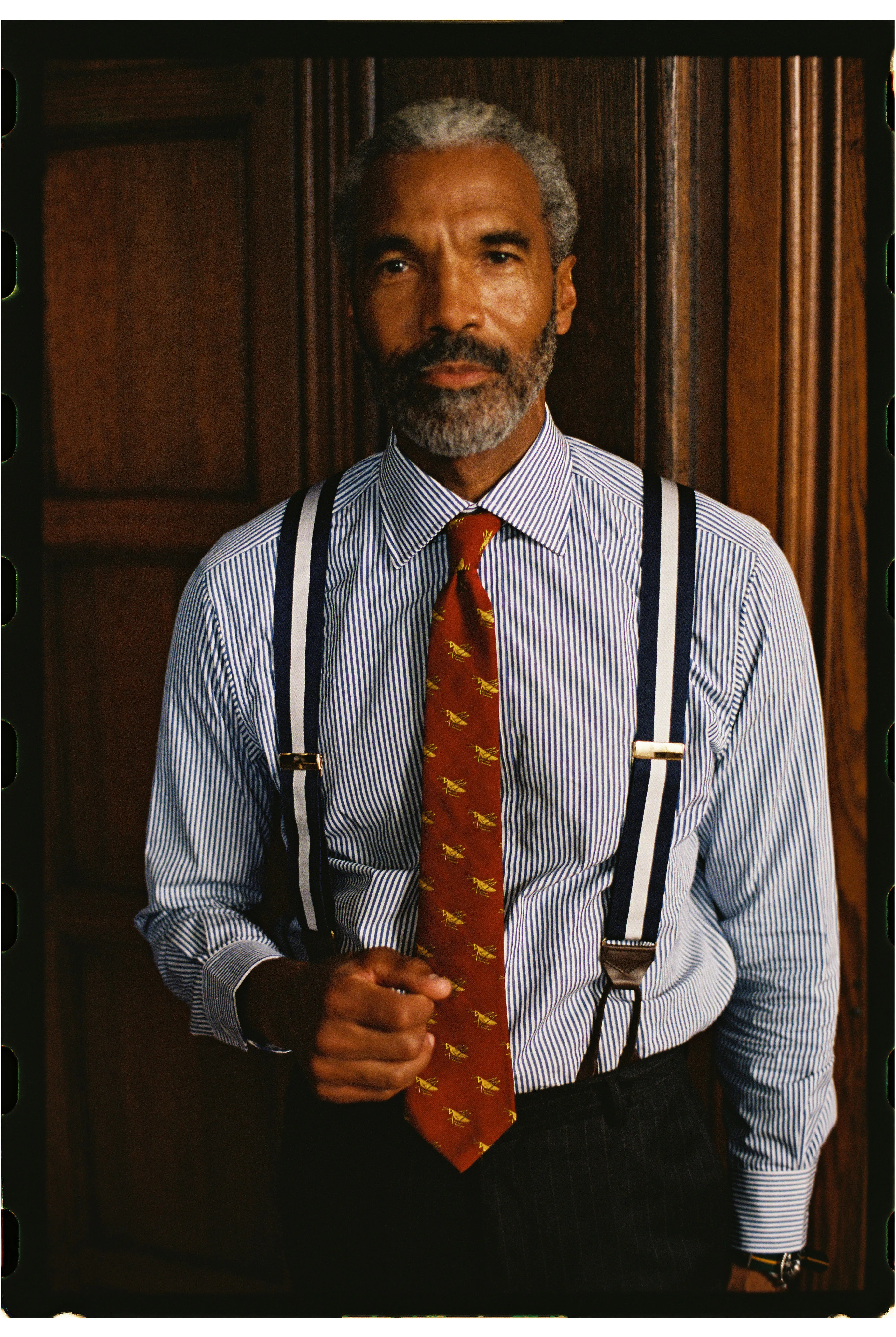 Made-in-England Navy & White Striped Barathea Braces sold by J. Press product image thumbnail 4