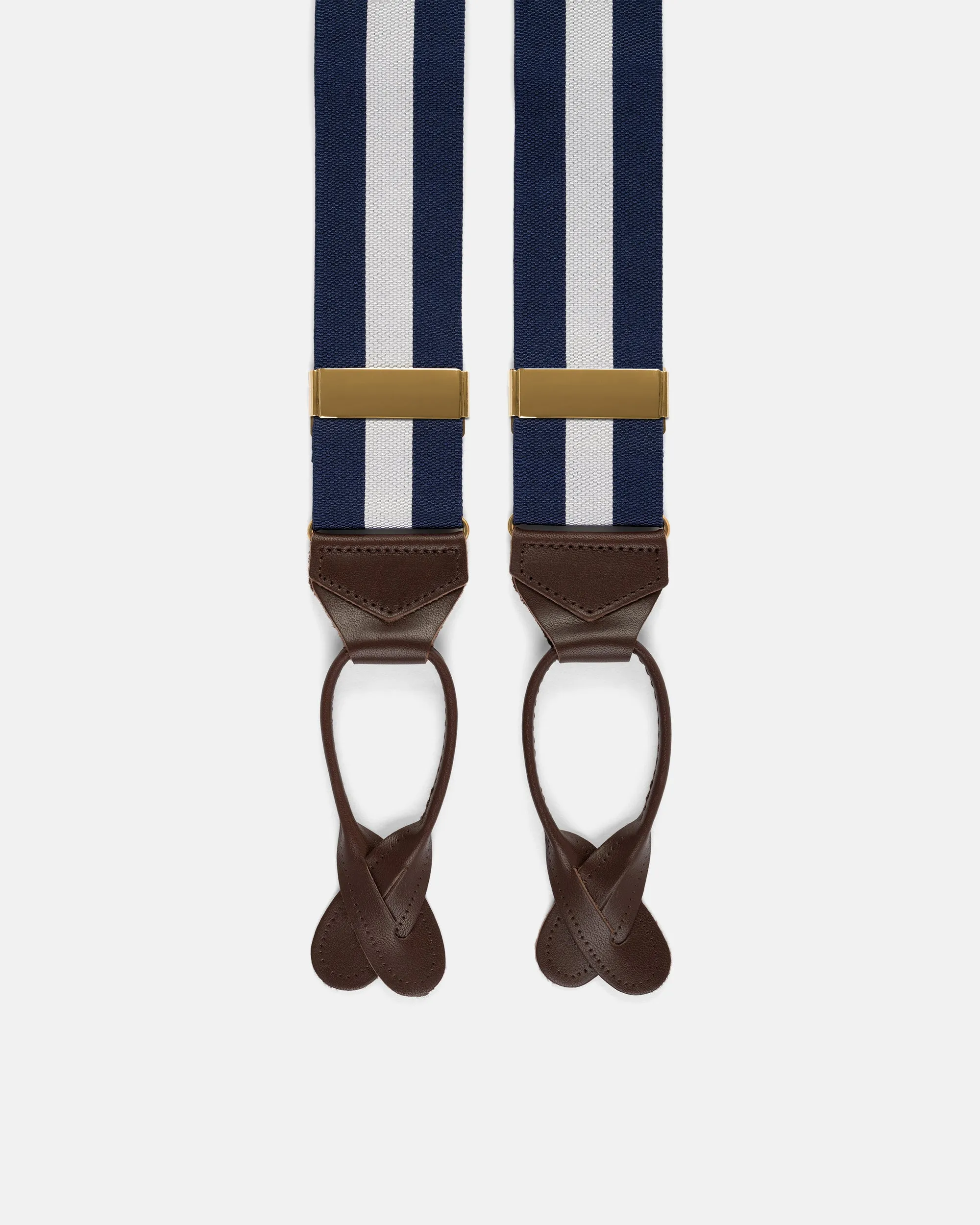 Made-in-England Navy & White Striped Barathea Braces sold by J. Press product image thumbnail 3