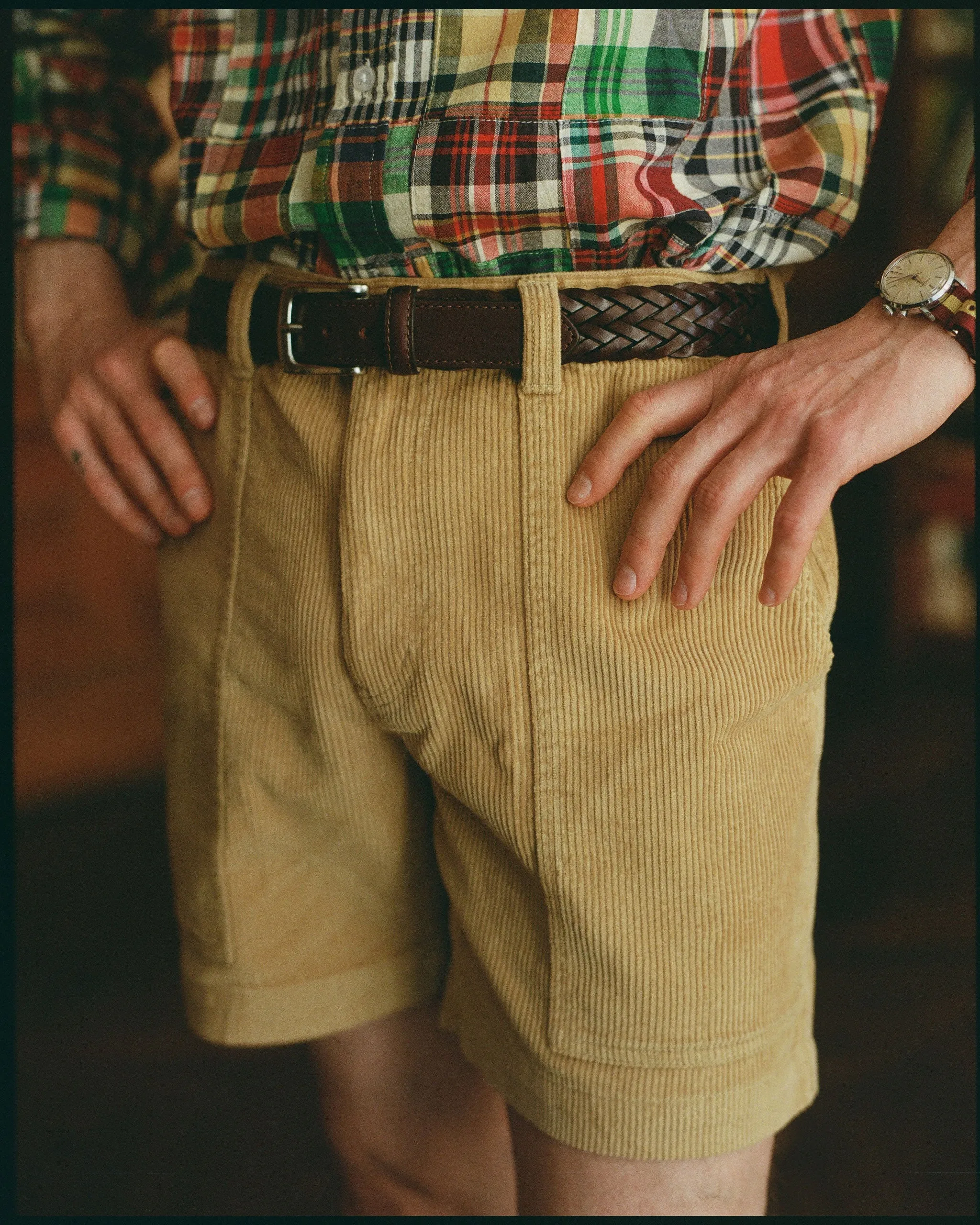 Light Khaki Wide-Wale Cotton Corduroy Shorts - Trim Fit sold by J. Press product image thumbnail 3